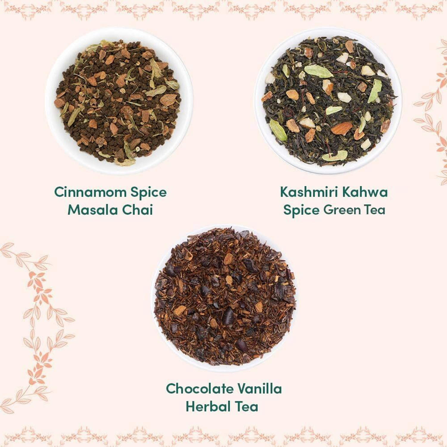 Image of Vahdam Blush - 3 Assorted Assorted Tea Blend Festive Gift Box