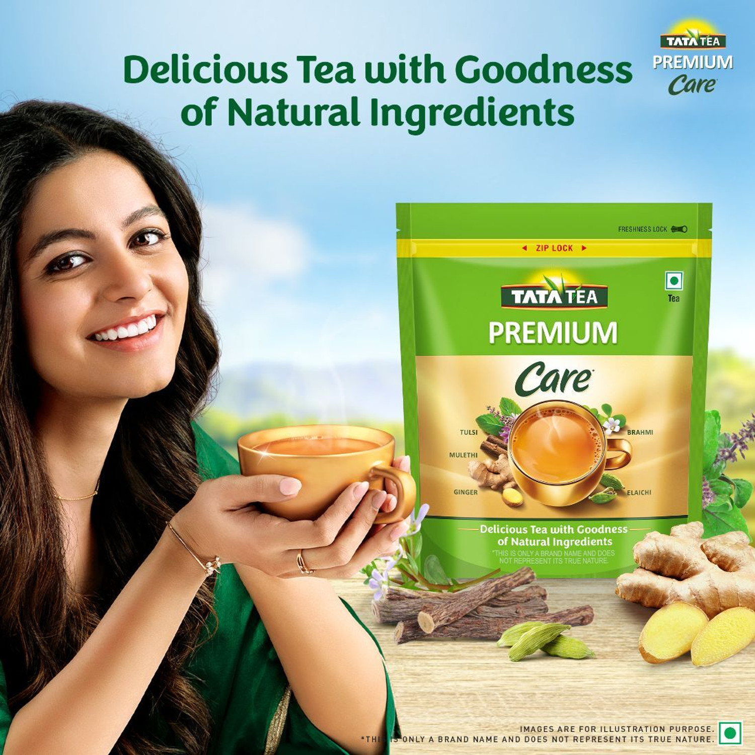 Image of Tata Tea Premium Care Ginger, Cardamom, Tulsi, Mulethi, Brahmi Black Tea Box