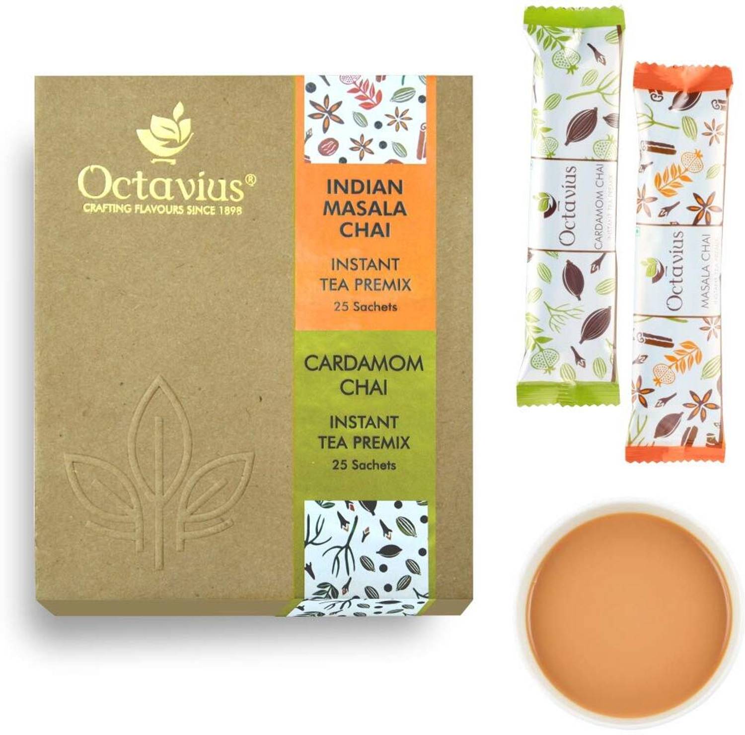 Octavius Indian Masala & Cardamom Chai Ready Tea Economy Pack ( 2