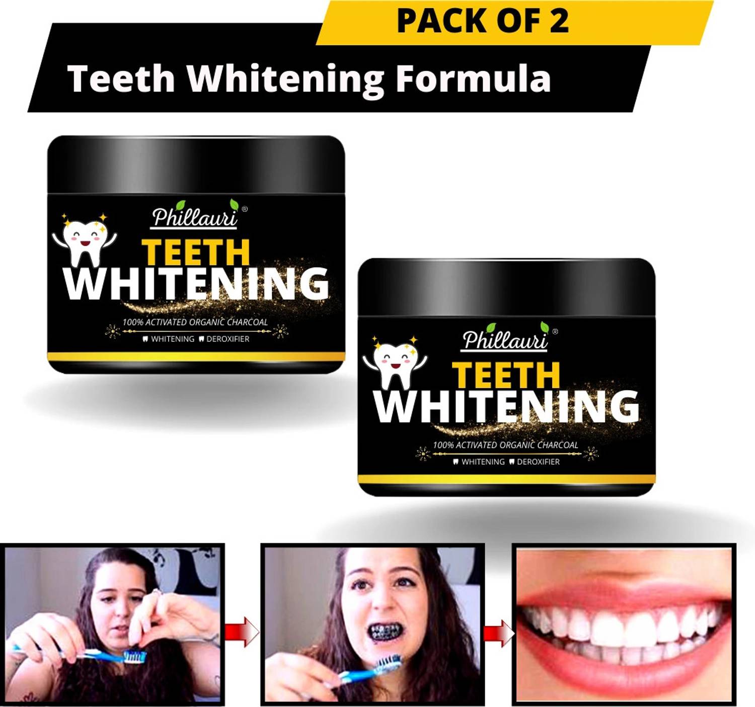 Phillauri Natural Activated Charcoal Teeth Whitening Powder- Teet