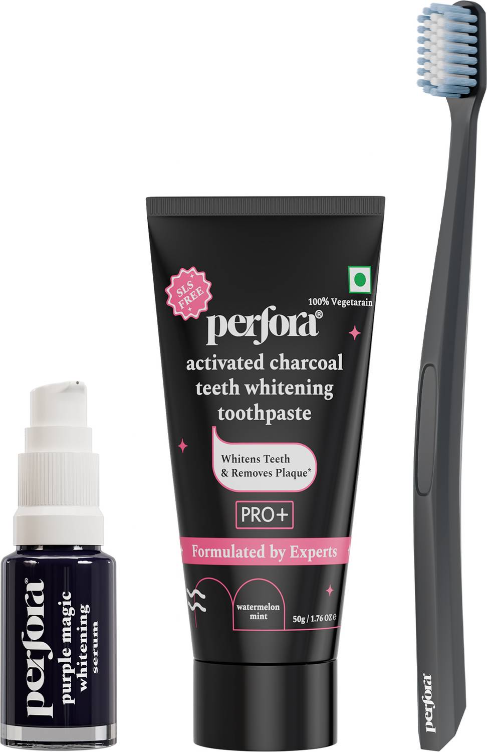 Perfora Charcoal Glow - Activated Charcoal Toothpaste, Purple Ser