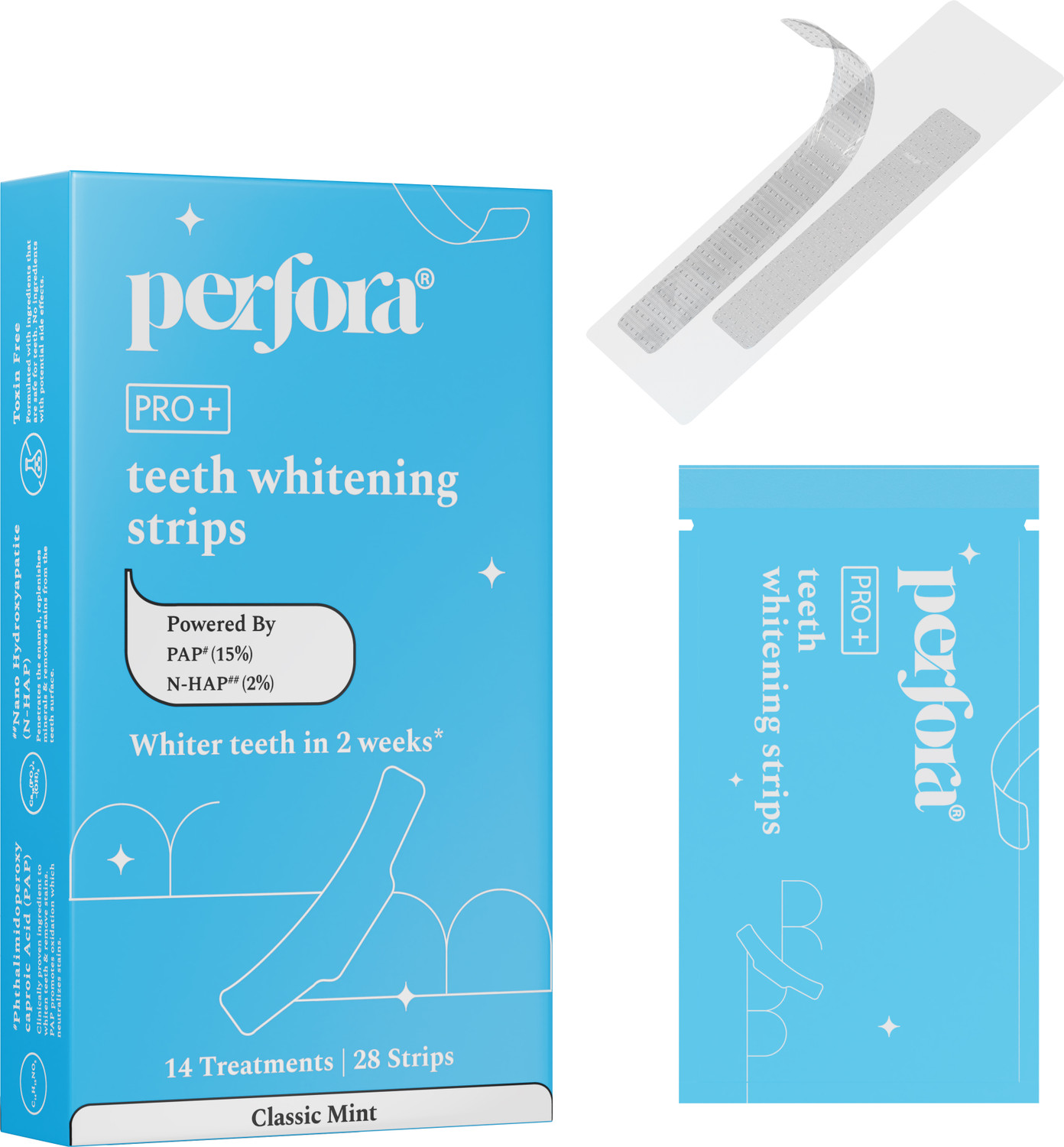 Image of Perfora Teeth Whitening Strips - Classic Mint, 14 Treatment, Enamel Safe & Effective Teeth Whitening Kit