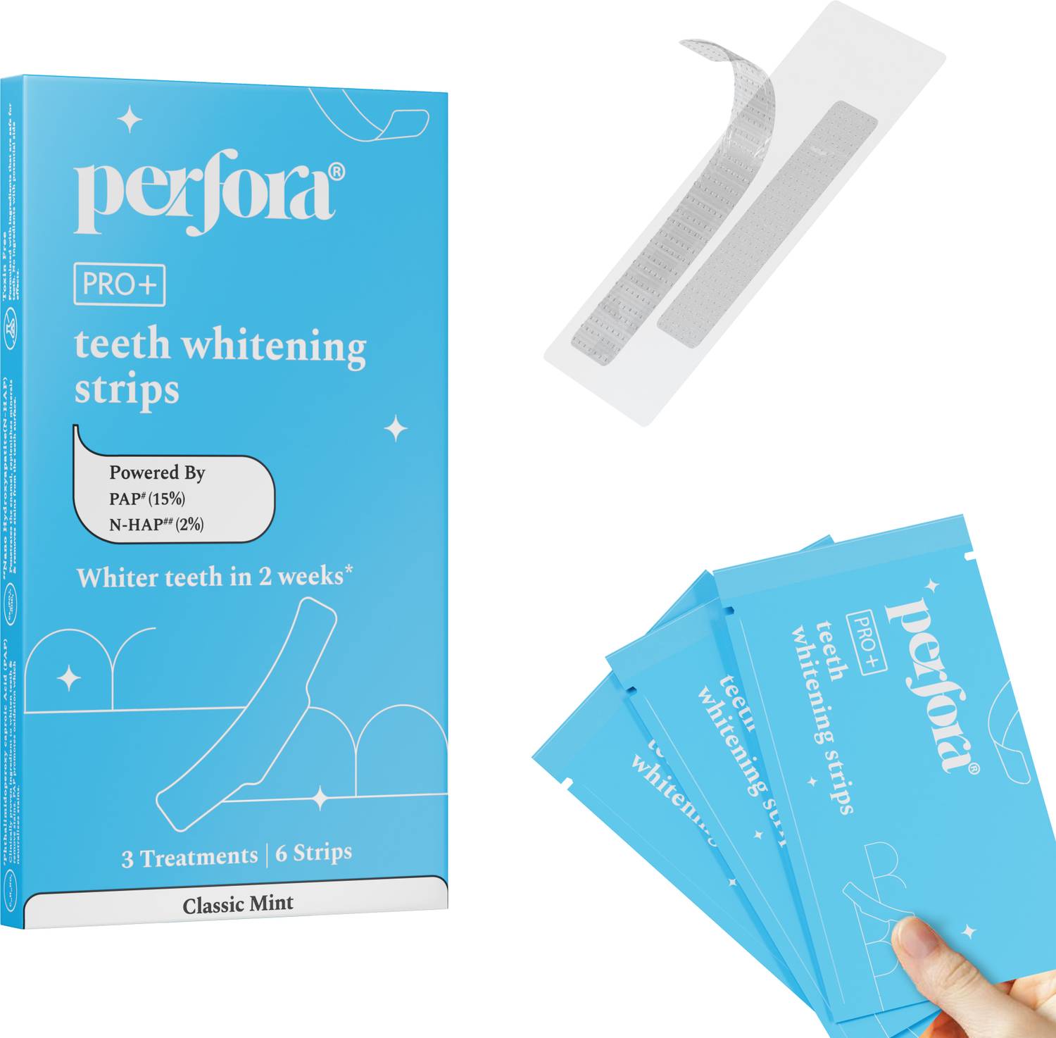 Perfora Teeth Whitening Strips - Classic Mint, 3 Treatment, Ename