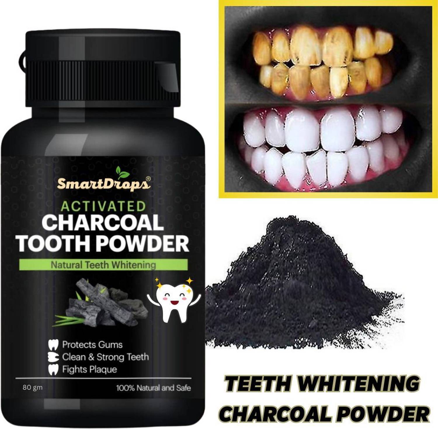 smartdrops Teeth Whitening Charcoal Powder For & Stain Teeth Whit