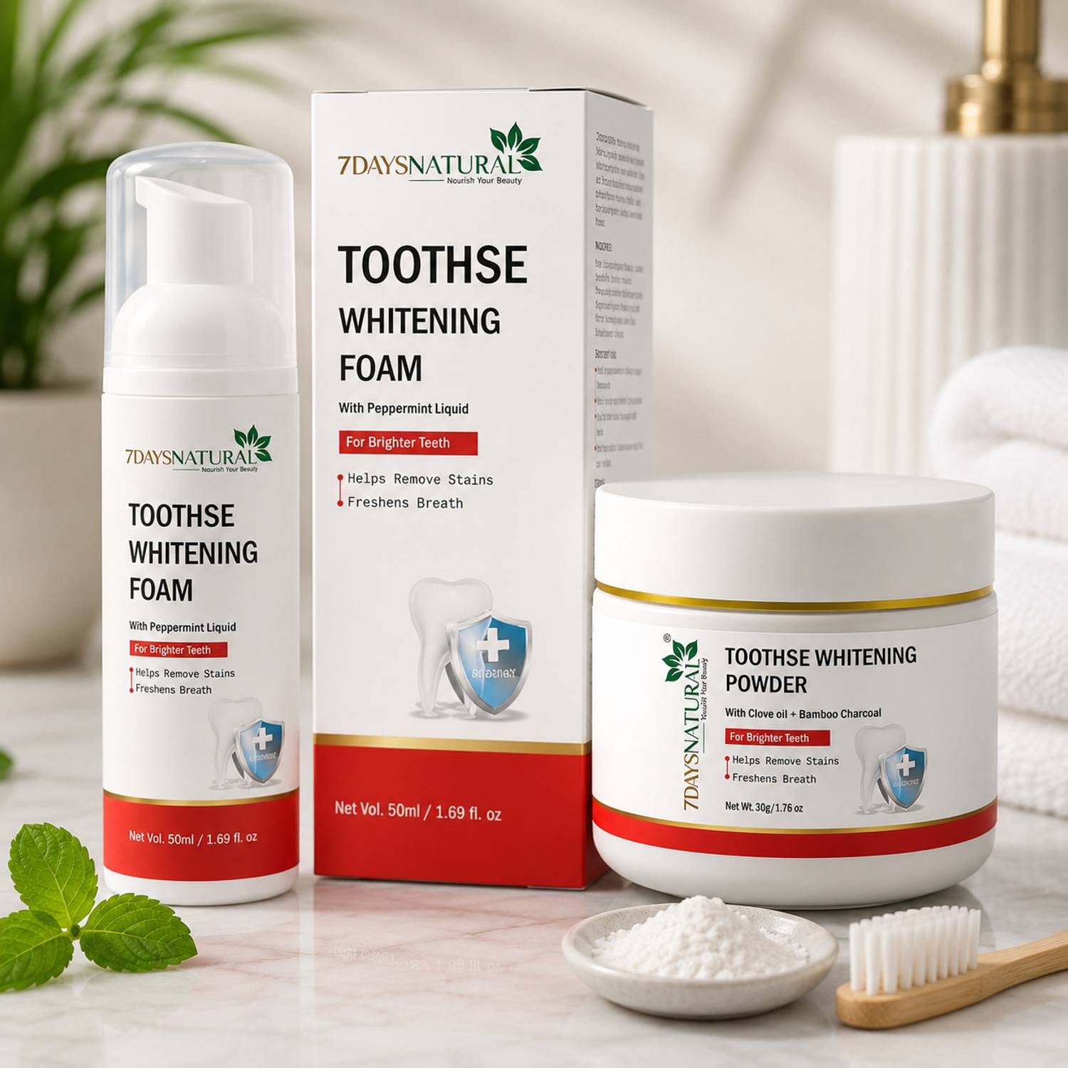 7days natural Teeth Whitening Foam & Powder Teeth Whitening Kit Teeth Whitening Kit
