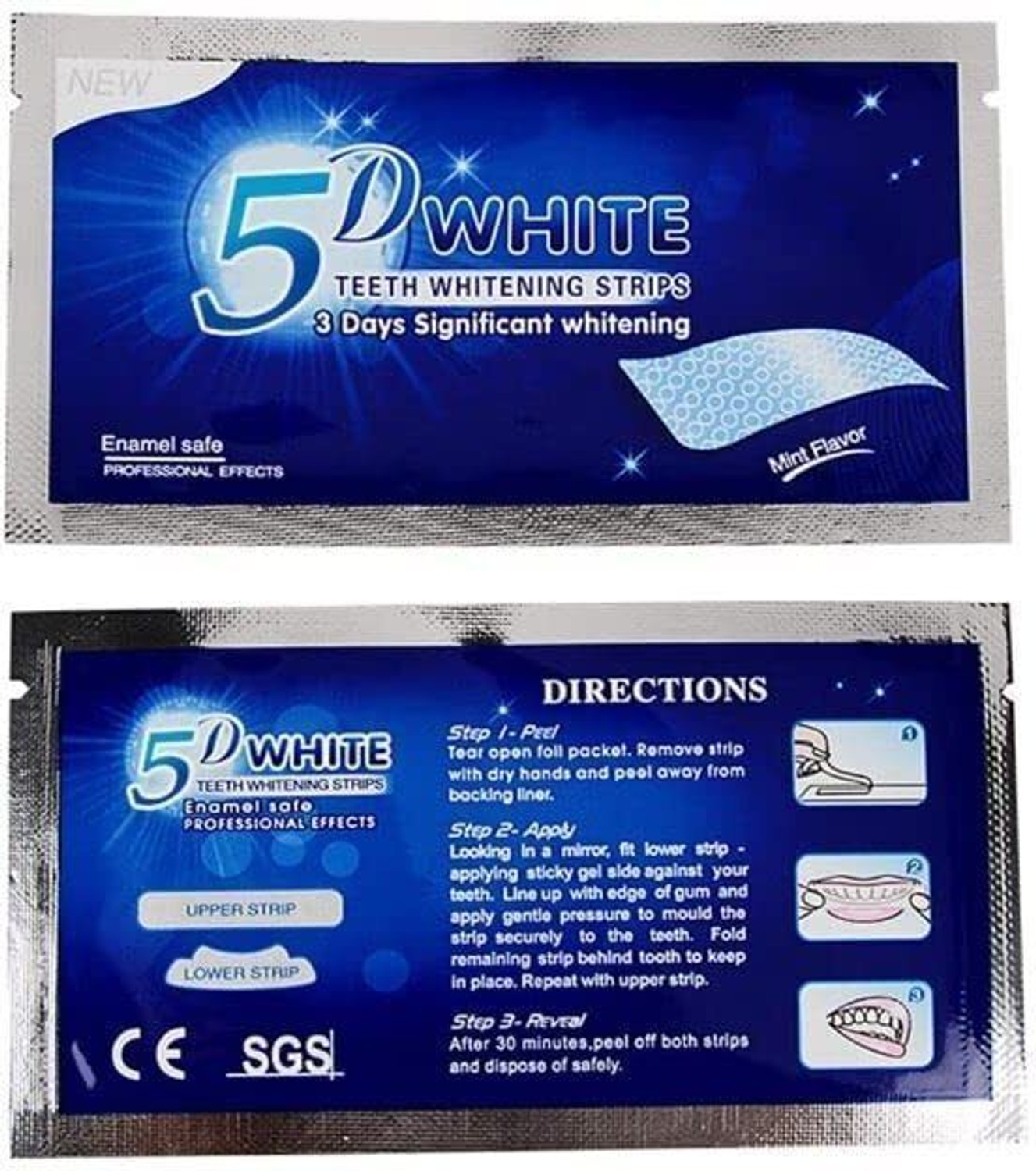 Image of ARMM Products 5DTeeth Whitening Strips Reduce Sensitivity&Remove teeth stains 14pc Teeth Wipe