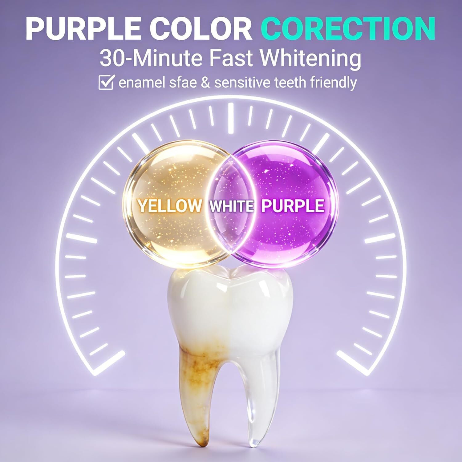 Image of KILAN Medcodes Purple Teeth Whitening Strips, PAP+ Color Corrector Stains Removal Teeth Wipe