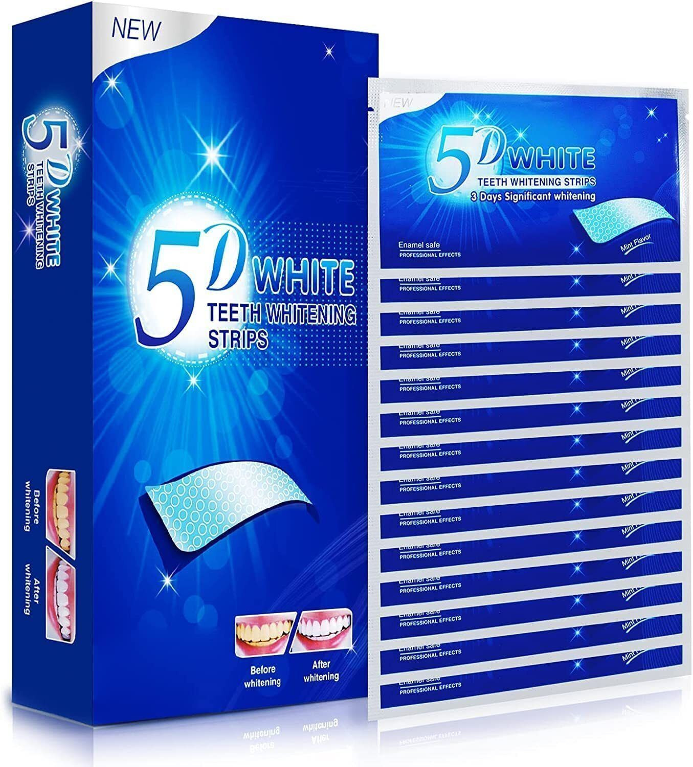 Image of ARMM Products 5DTeeth Whitening Strips Reduce Sensitivity&Remove teeth stains 14pc Teeth Wipe