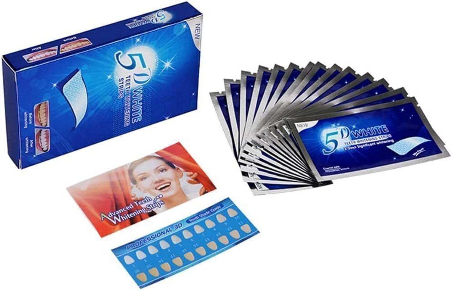 Image of ARMM Products 5DTeeth Whitening Strips Reduce Sensitivity&Remove teeth stains 14pc Teeth Wipe
