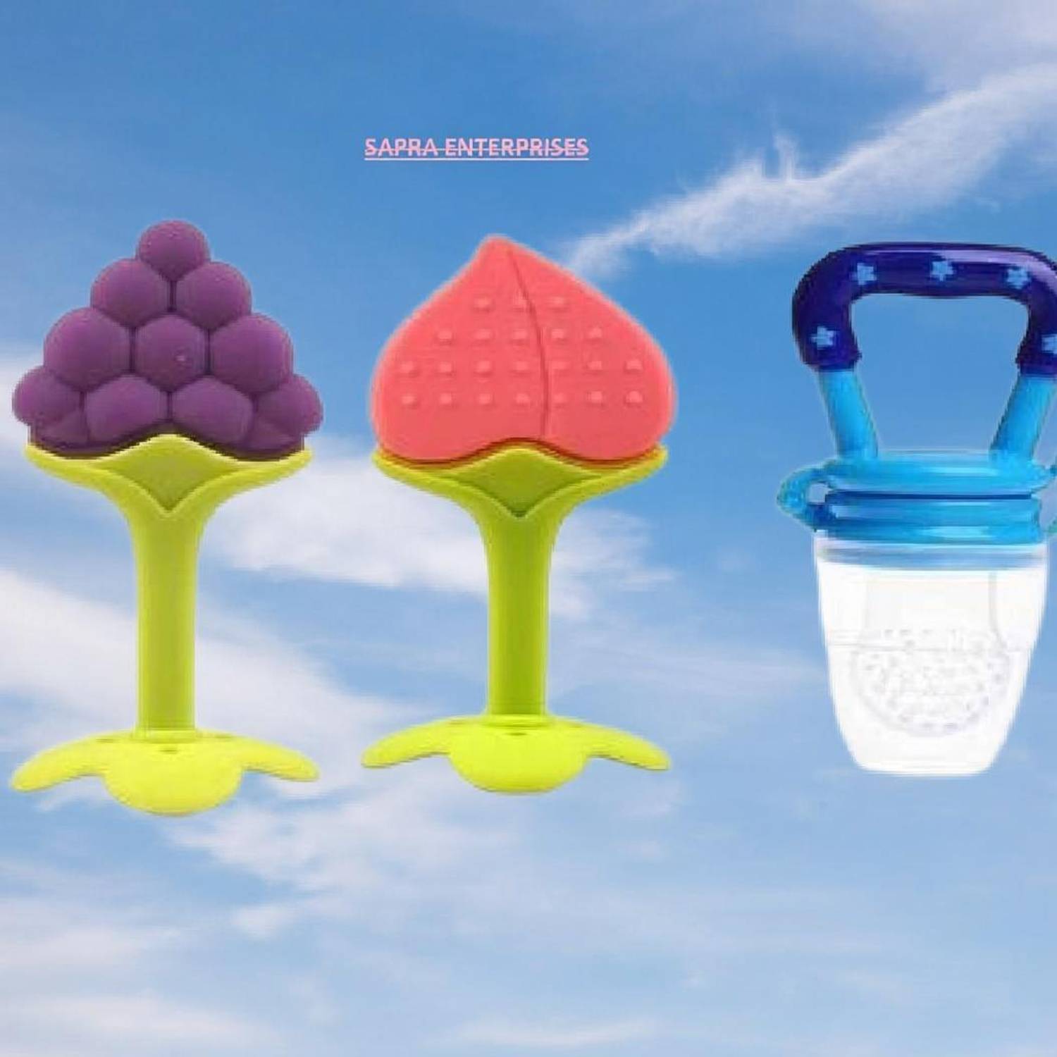 Atipriya SS Baby Fruit Nibbler and Feeder with Fruit Shape Silicone Teether for Teether and Feeder