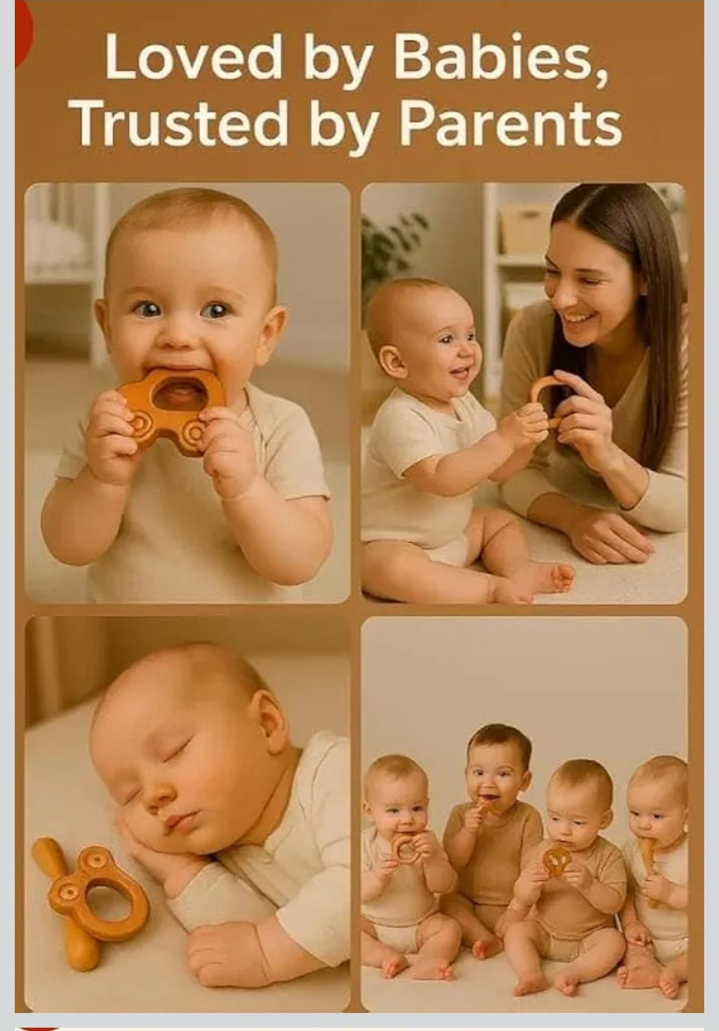 Image of Rana creation mart Pure neem wooden teether Rattle for kids Teether