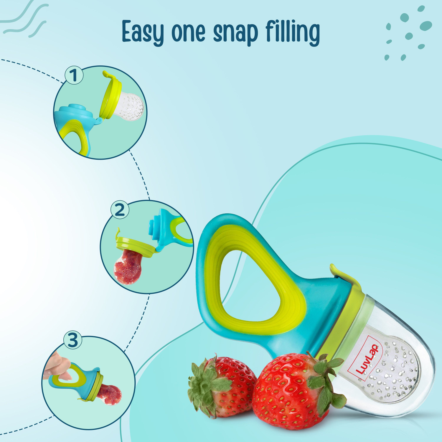 Image of LuvLap Elegant Silicone Food /Fruit Nibbler with Extra Mesh, Soft Pacifier & feeder Feeder