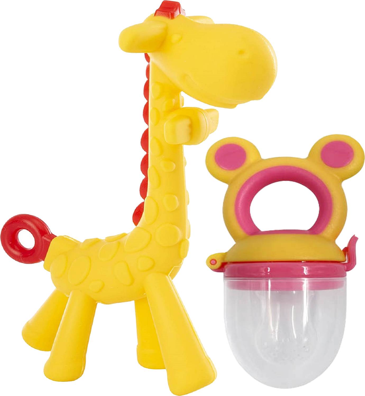 Jingle Kids Baby Silicone Giraffe Teether |Baby Fruit Vegetable Silicone Nibbler Teether and Feeder