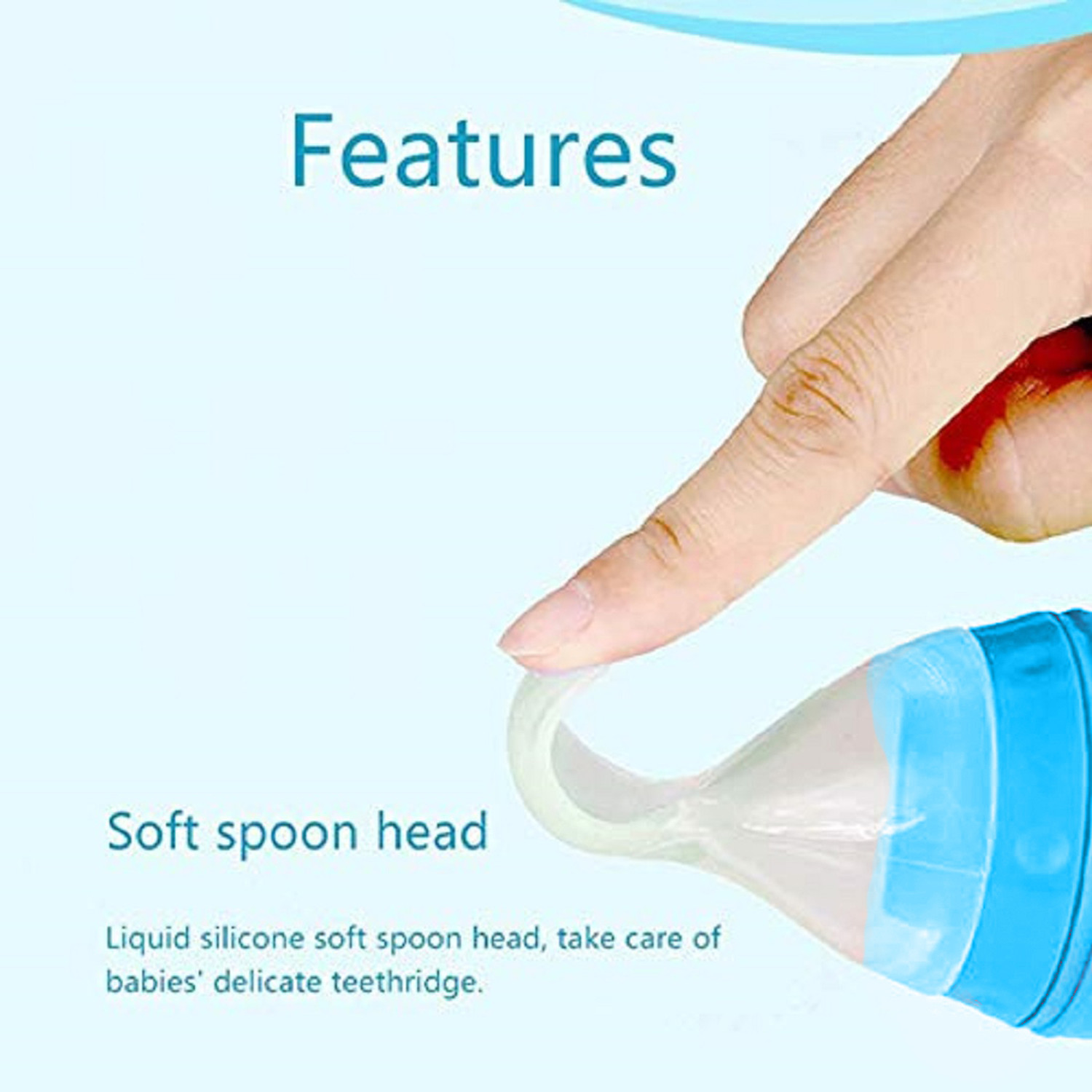 Image of Alya Baby Silicone Squeeze Spoon Feeding Bottle With Ring Shape Rattle Teething Toy