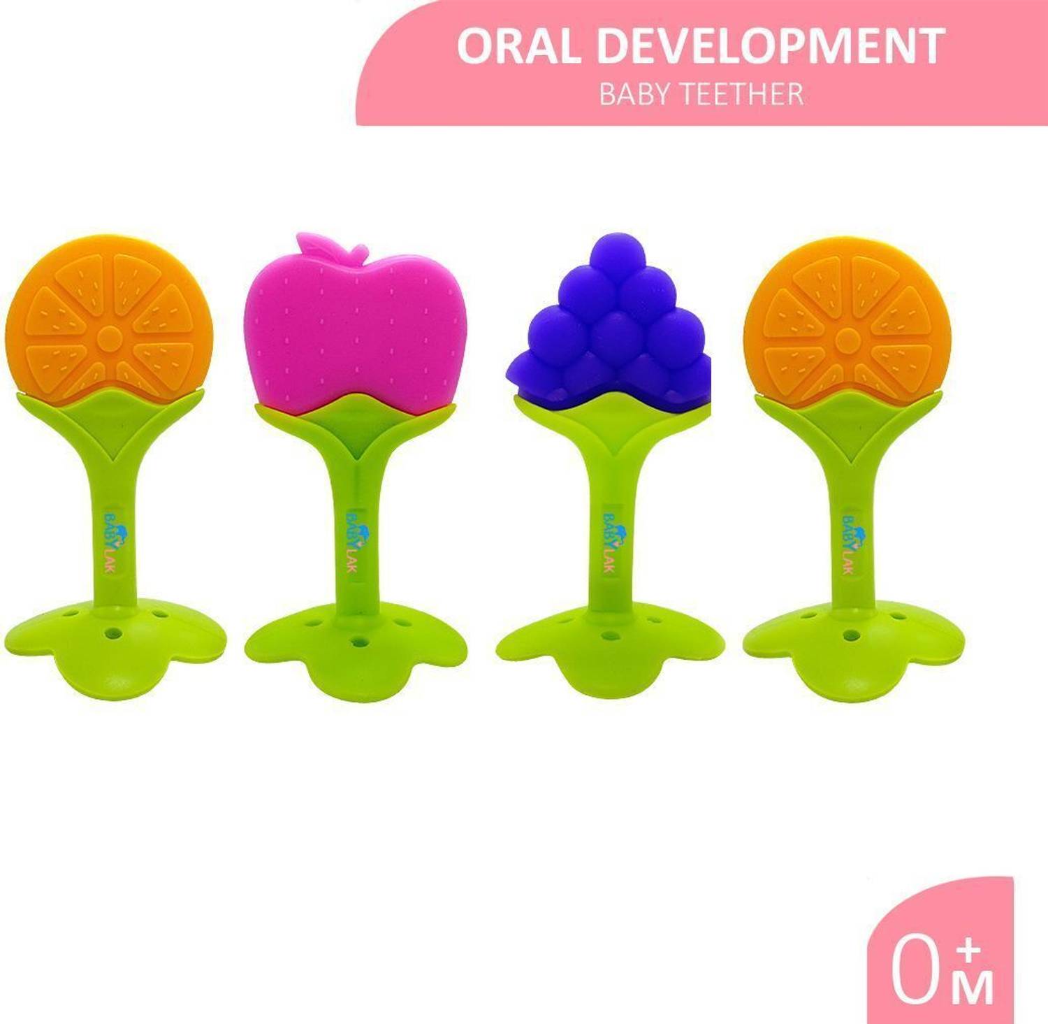 babylak Baby Teether Silicon Toys Fruit Shape Teethers for kids BPA Free, Hygienic Teether