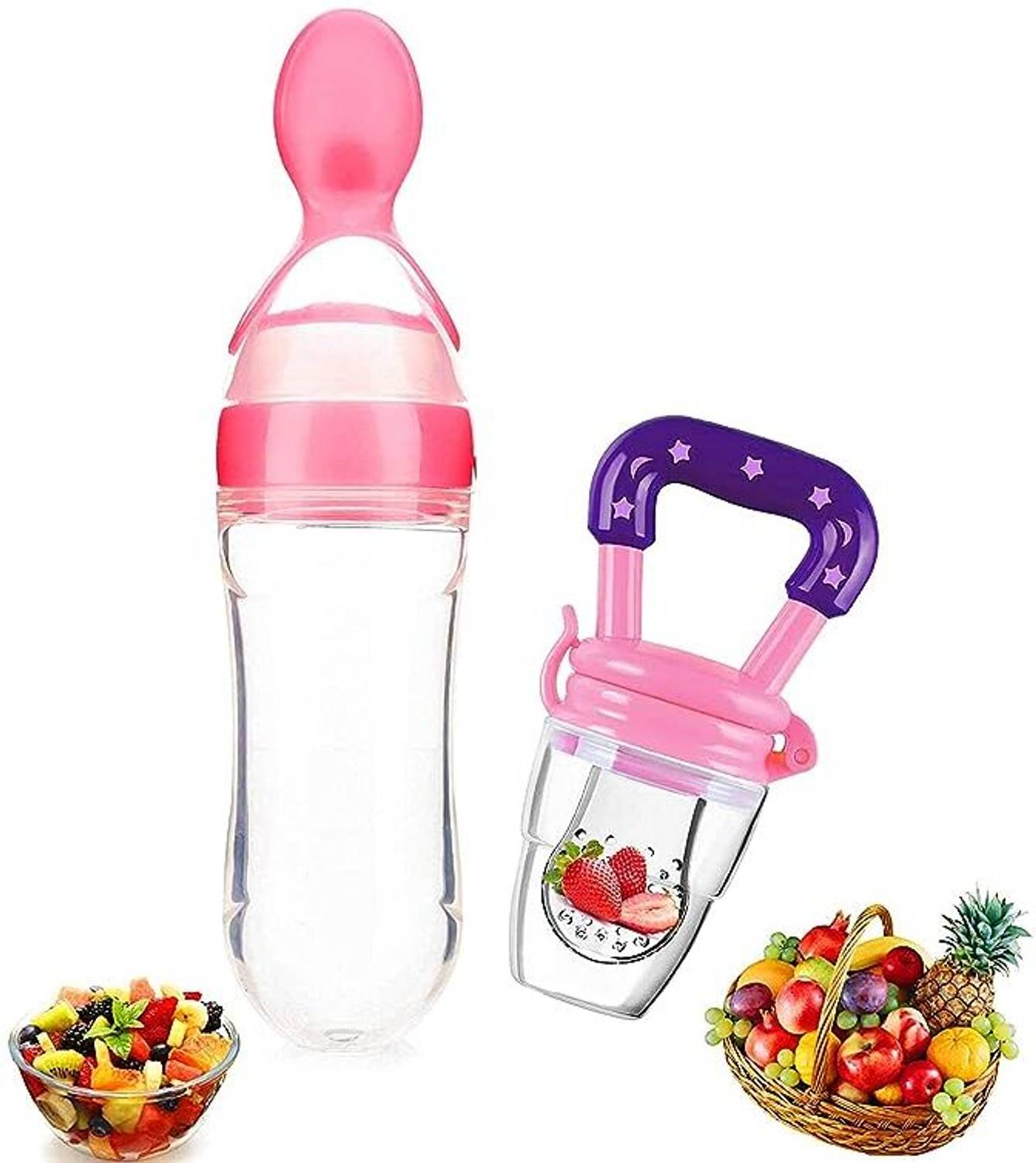 Chicbunny 90ML BABY MILK FEEDING BOTTLE & FRUIT FEEDER SET OF 2 & Soother