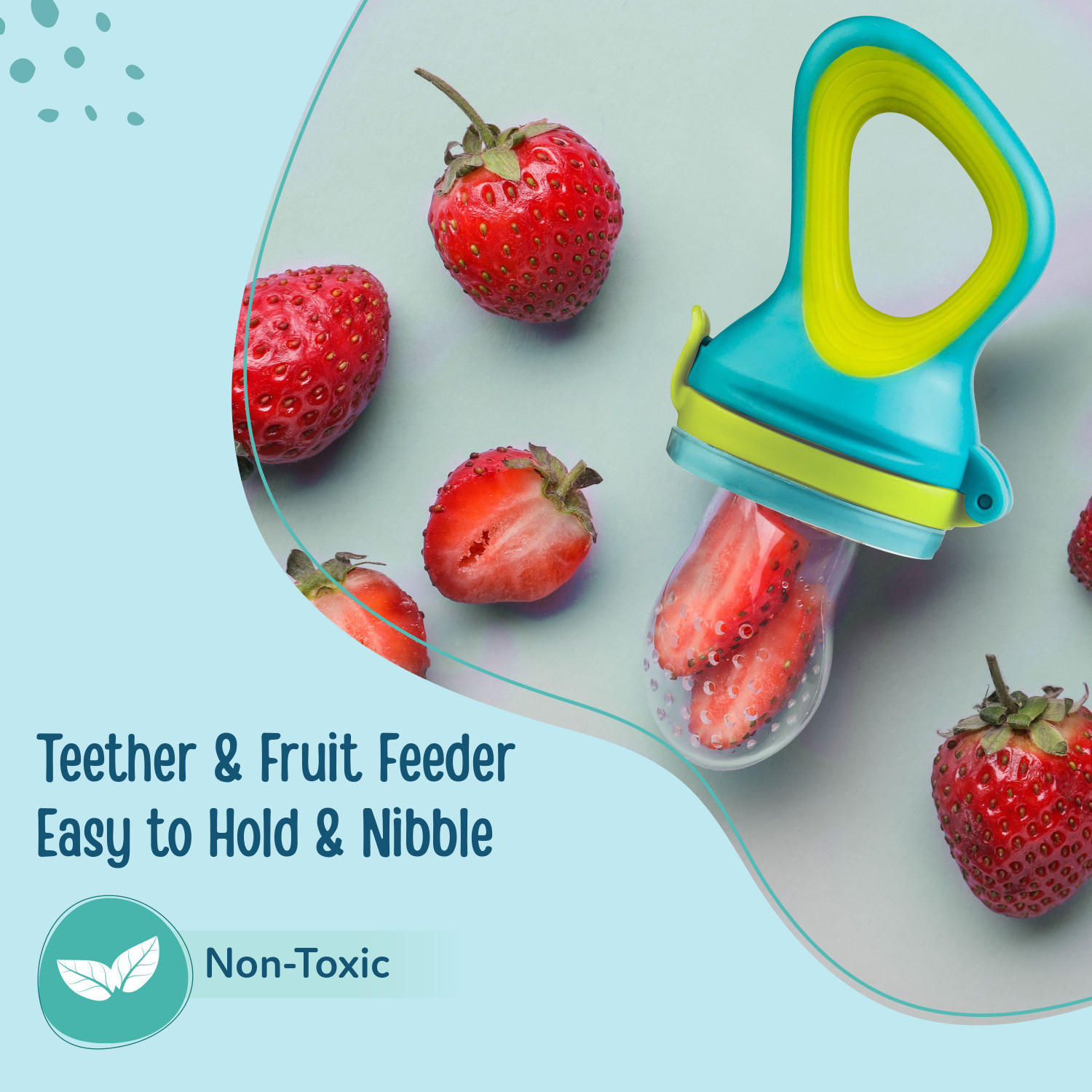 Image of LuvLap Elegant Silicone Food /Fruit Nibbler with Extra Mesh, Soft Pacifier & feeder Feeder