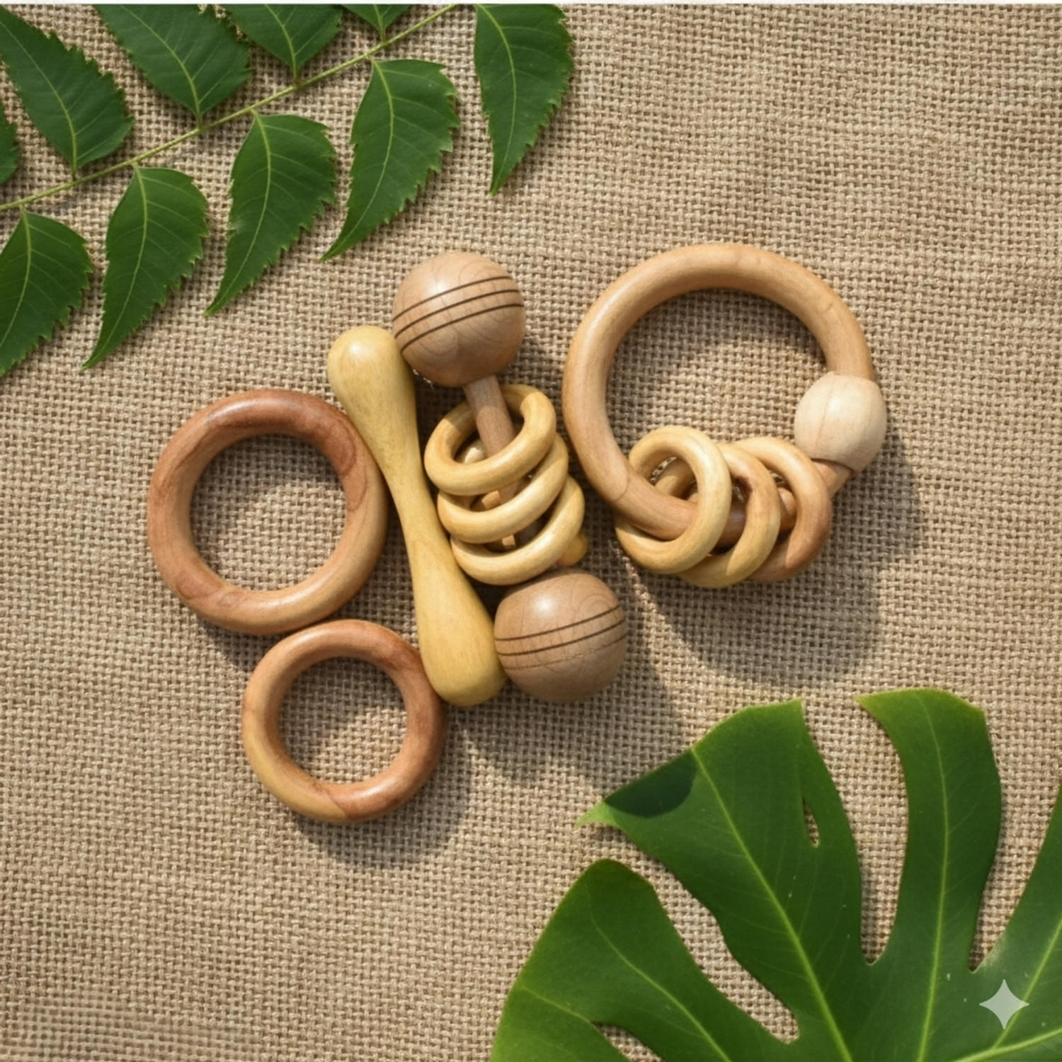 Image of Rana creation mart Pure neem wooden teether Rattle for kids Teether