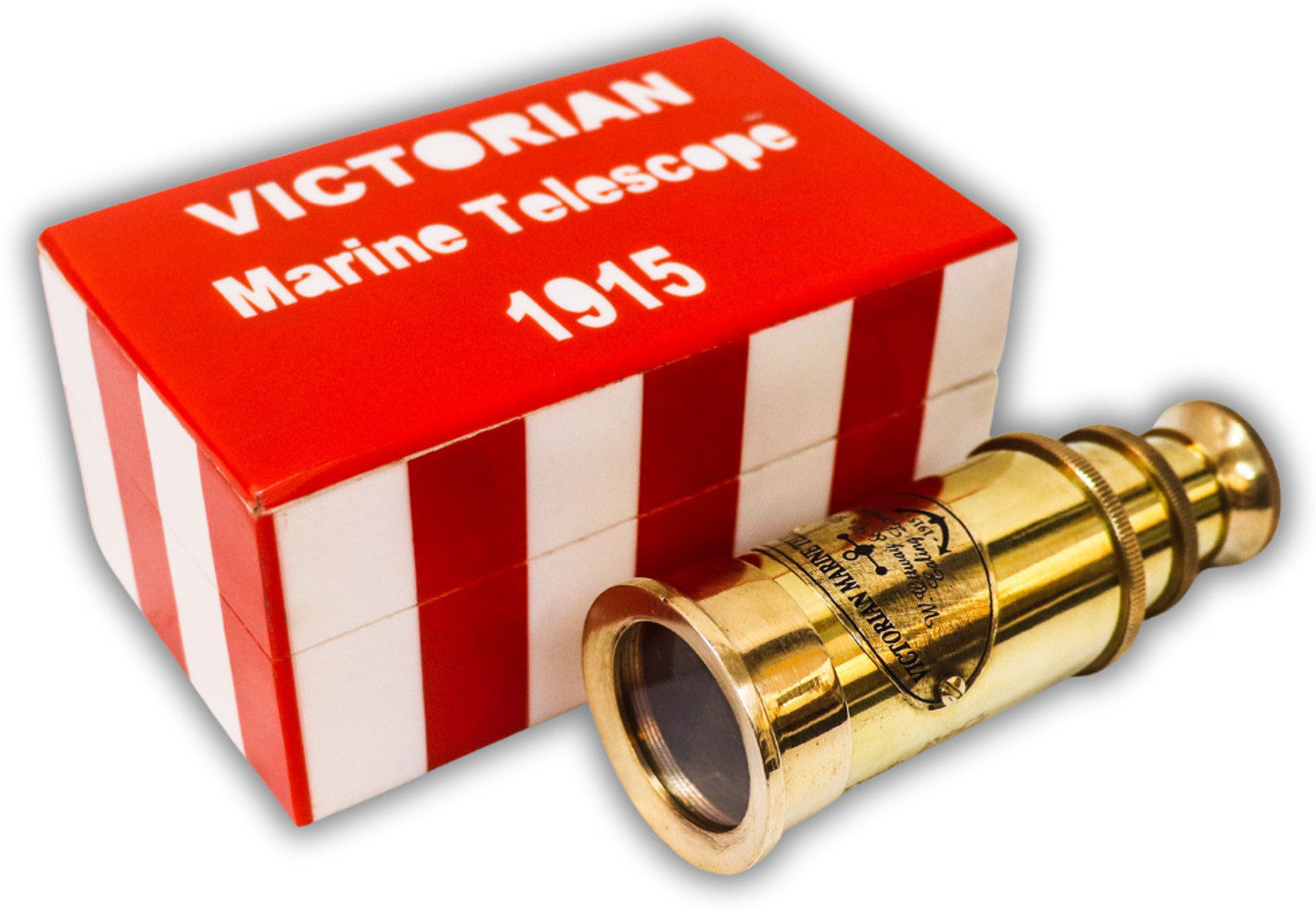 Image of ASIART Brass Pirates Telescope With Beautiful Handmade Red Resin Box Reflecting Telescope