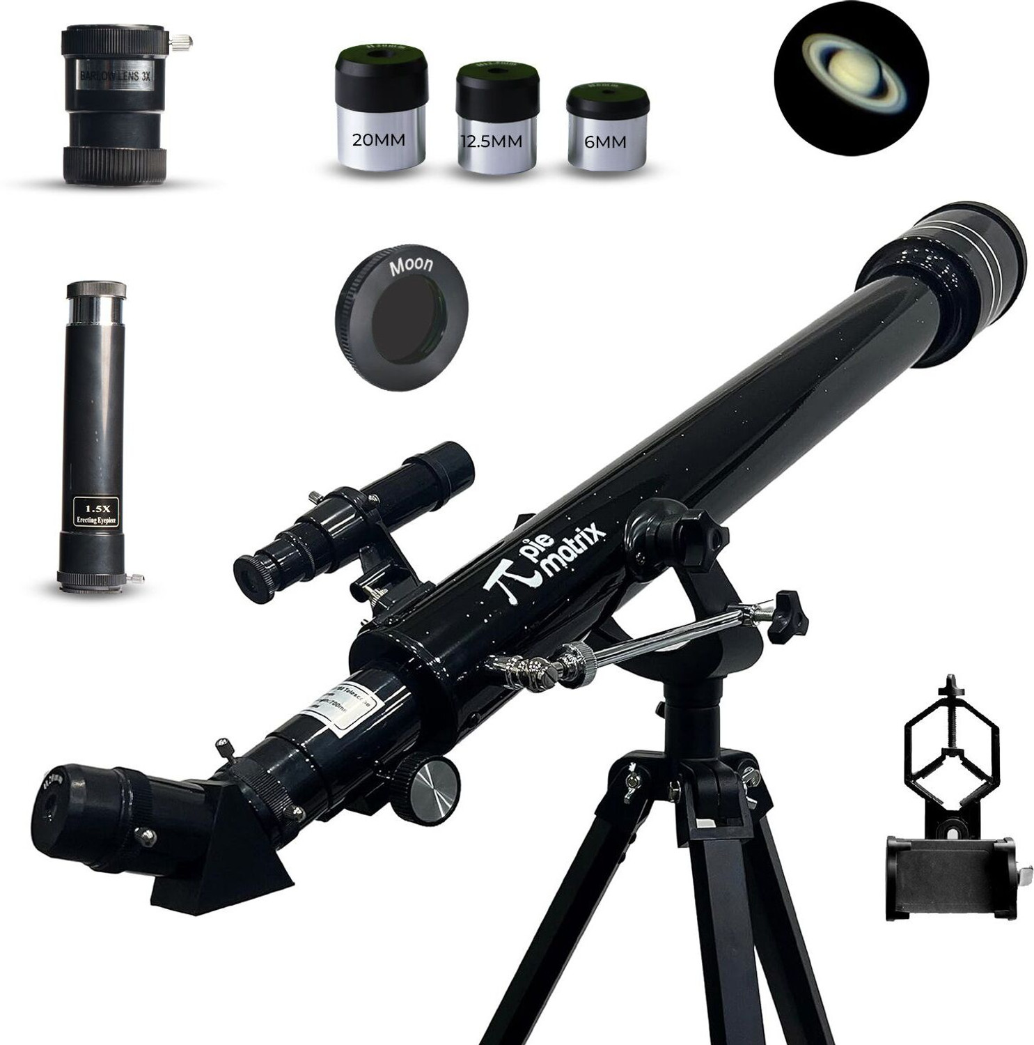 Image of Pie Matrix Phoenix 60700 Telescope 175x Zoom, Alt-Az Mount, View Moon & Planets-new Refracting Telescope