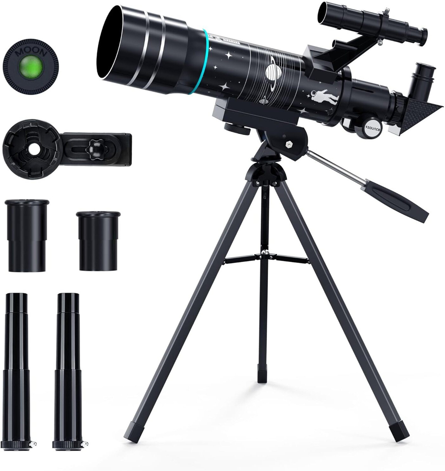 Image of sounce Astronomical Refractor Telescope 20x-96x Zoom, Alt-Az Mount, Sky Viewing Refracting Telescope