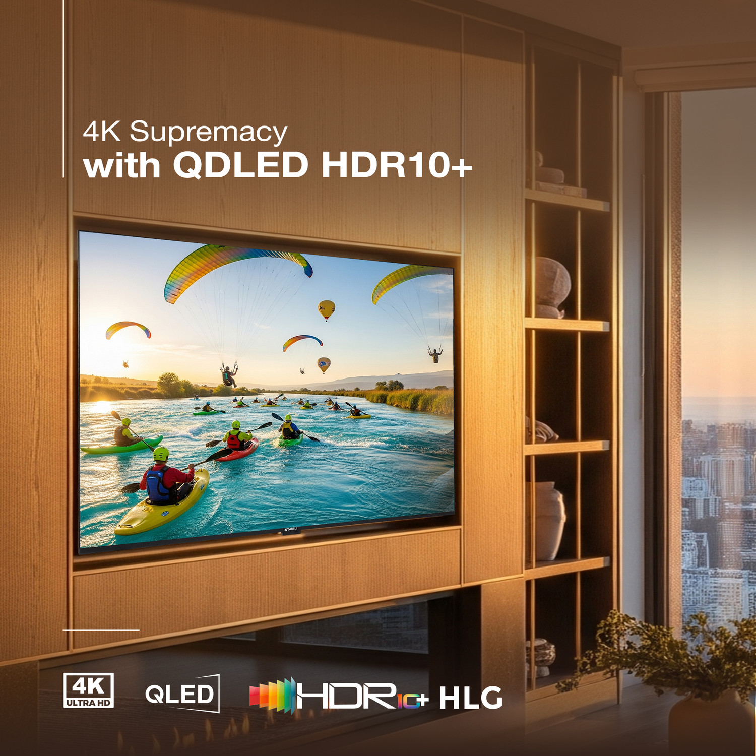 Image of Sansui 109 cm (43 inch) QLED Ultra HD (4K) Smart Google TV with Dolby Vision| HDR10+| Dolby Atmos| HSR 120Hz| MEMC| 30W Surround Sound| FloLED Panel