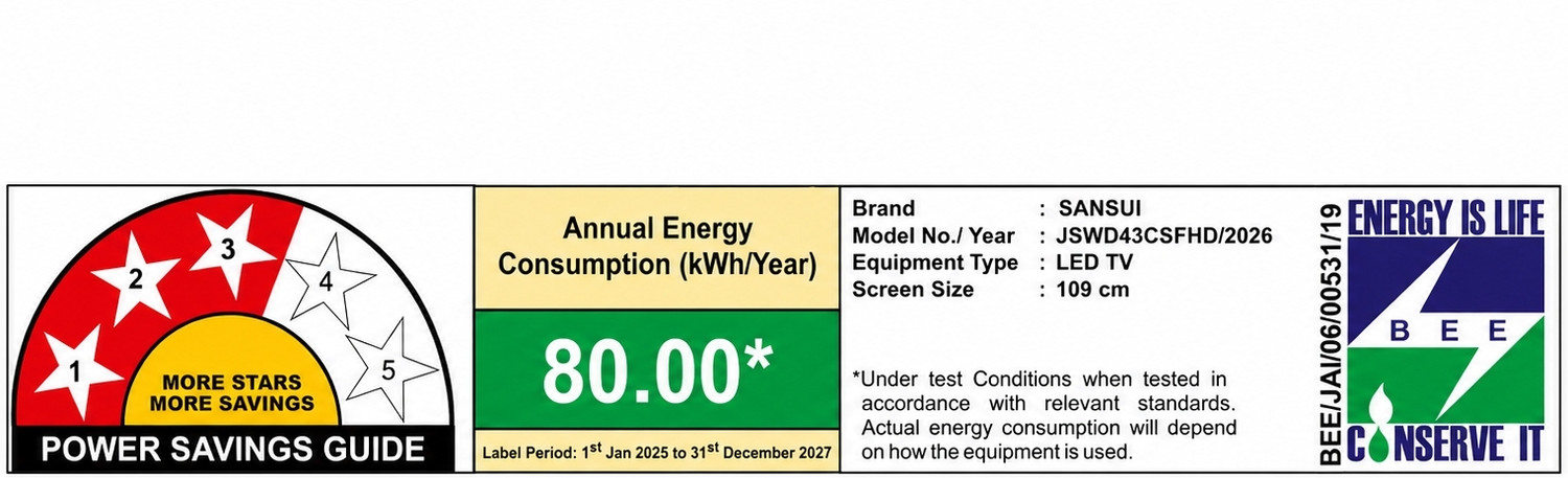 Image of Sansui Sansui 108 cm (43 inch) Full HD LED Smart Coolita TV with Dolby Audio, Surround Sound, Bexel-Less Disign & A+ Panel LED TV| IPS Panel