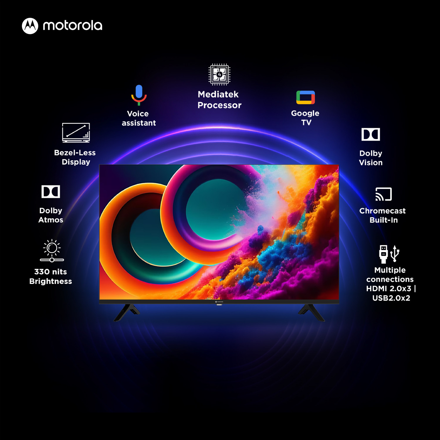 Image of MOTOROLA EnvisionX 108 cm (43 inch) QLED Ultra HD (4K) Smart Google TV with Dolby Vision & Dolby Atmos