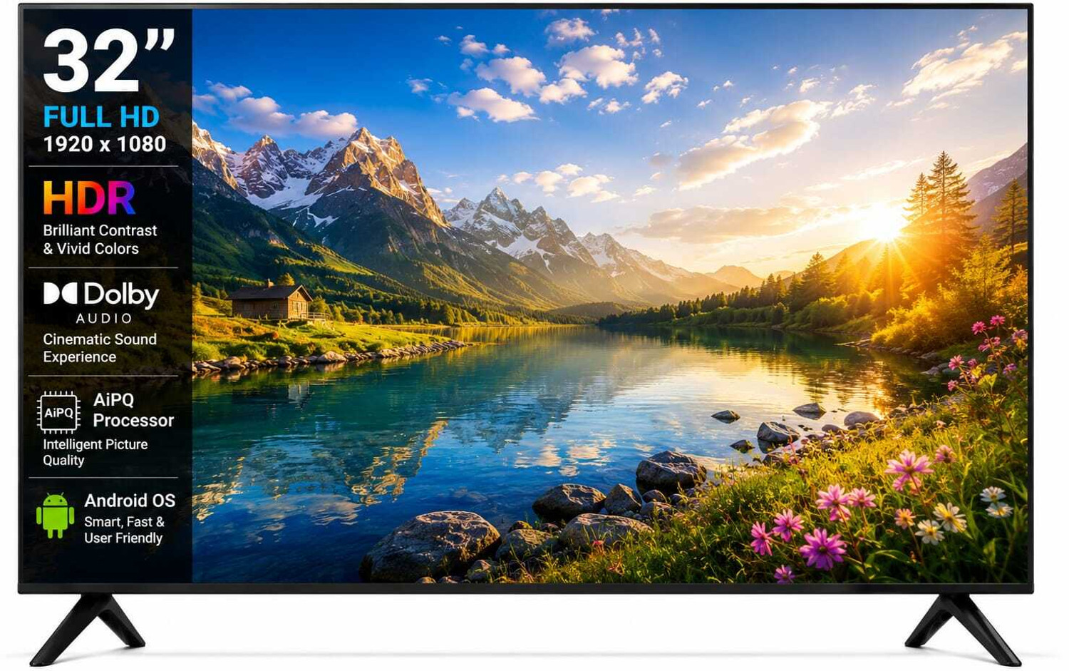 Image of jinis Android Series 81 cm (32 inch) QLED Full HD Smart Android TV 2026 Edition with Full HD Android TV with HDR, Dolby Audio and AiPQ Processor