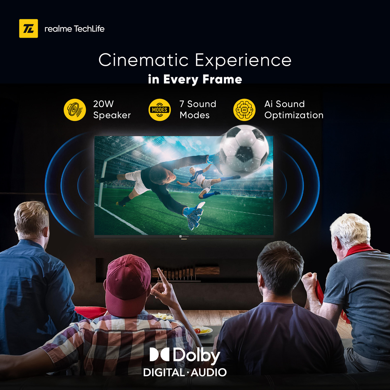 Image of realme TechLife 80 cm (32 inch) QLED HD Ready Smart Android TV with Thunder OS, Live TV, Netflix, 100+ Apps, 20W Speakers, 300 Nits Brightness, Bezel-less Design