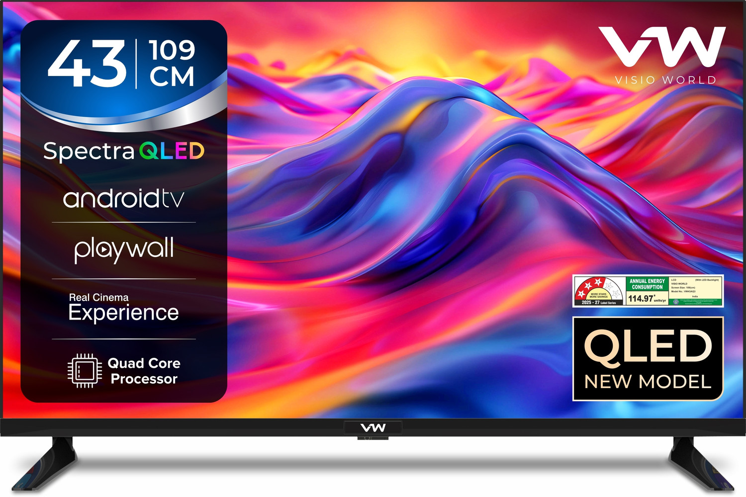 Image of VW 109 cm (43 inch) QLED Full HD Smart Android TV