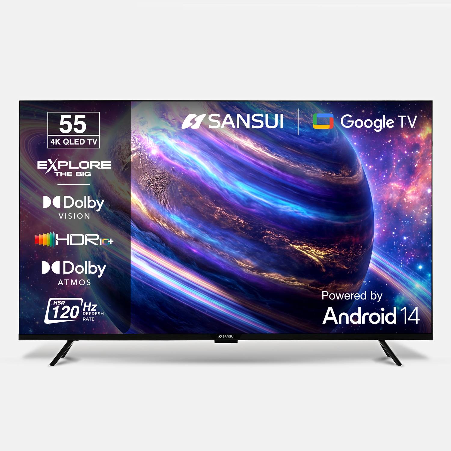 Sansui 140 cm (55 inch) QLED Ultra HD (4K) Smart Google TV with D