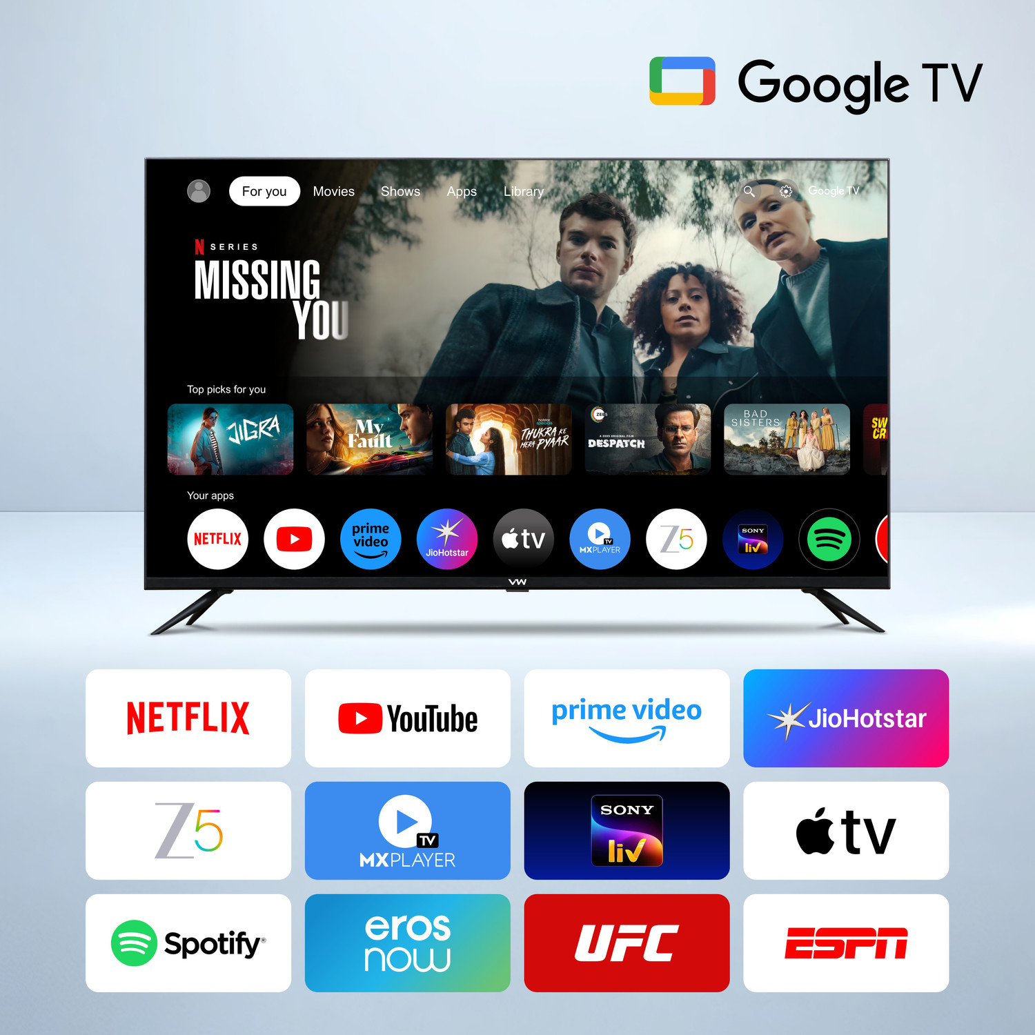 Image of VW 109 cm (43 inch) QLED Full HD Smart Google TV