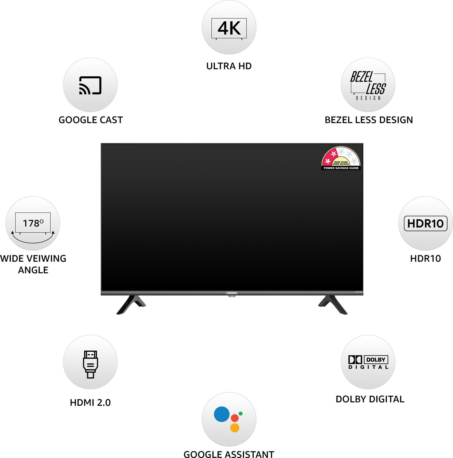 Image of ONIDA 108 cm (43 inch) Ultra HD (4K) LED Smart Google TV