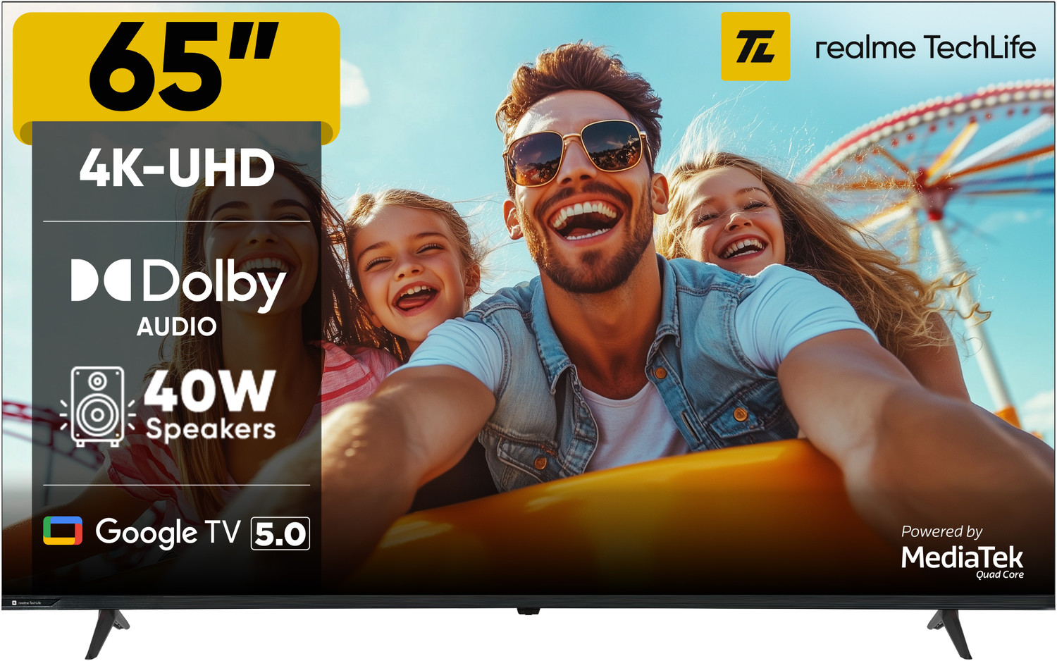 Image of realme TechLife 165 cm (65 inch) Ultra HD (4K) LED Smart Google TV with 5.0 with Dolby Audio, and 40 W downfiring speaker