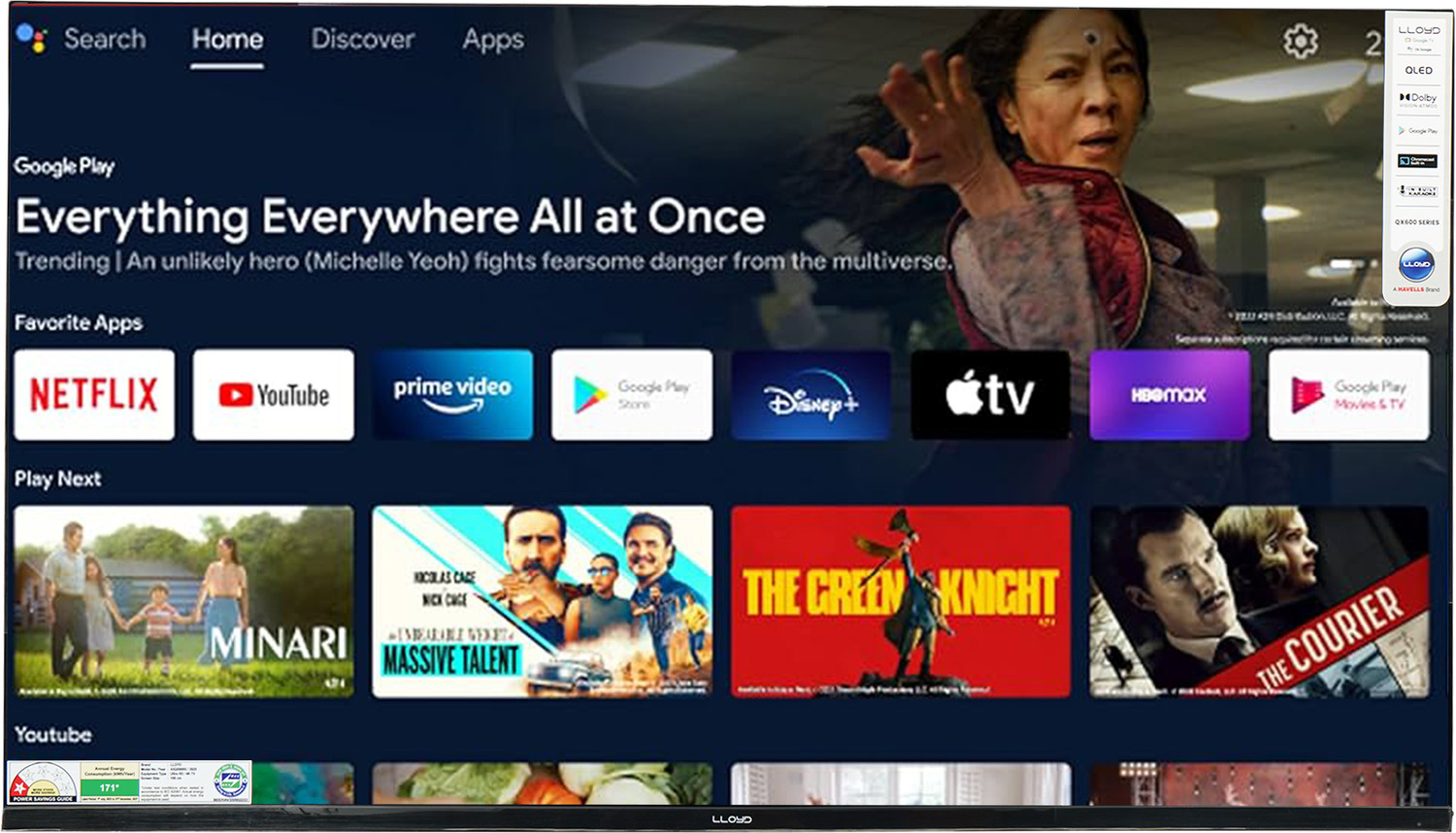 Image of Lloyd 109 cm (43 inch) QLED Ultra HD (4K) Smart Google TV with Dolby Vision,Karaoke Version