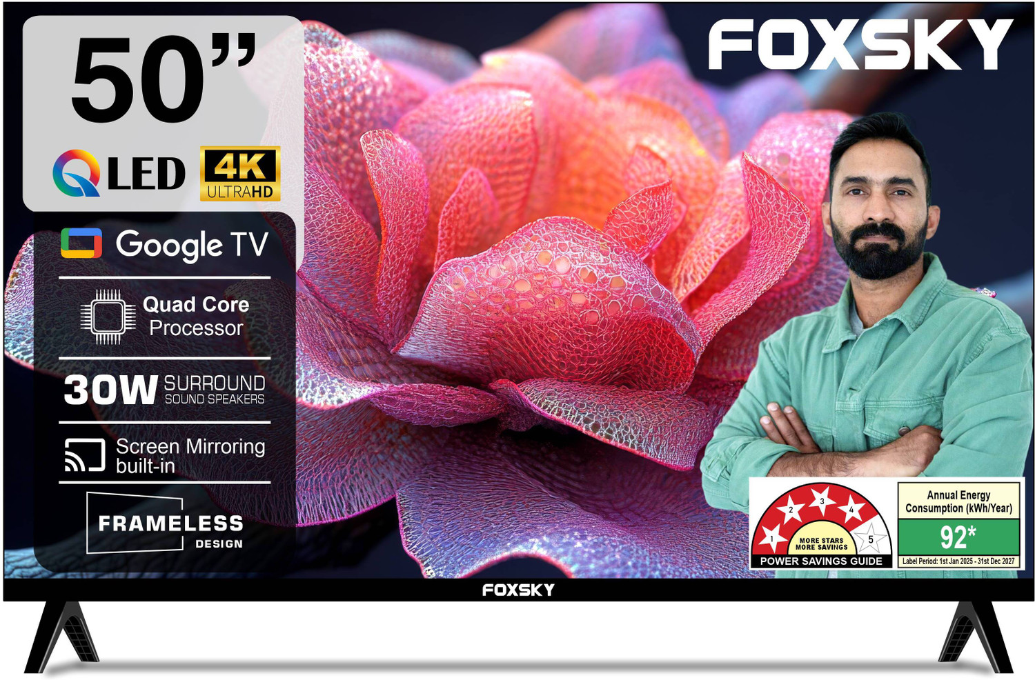 Image of Foxsky 127 cm (50 inch) QLED Ultra HD (4K) Smart Google TV