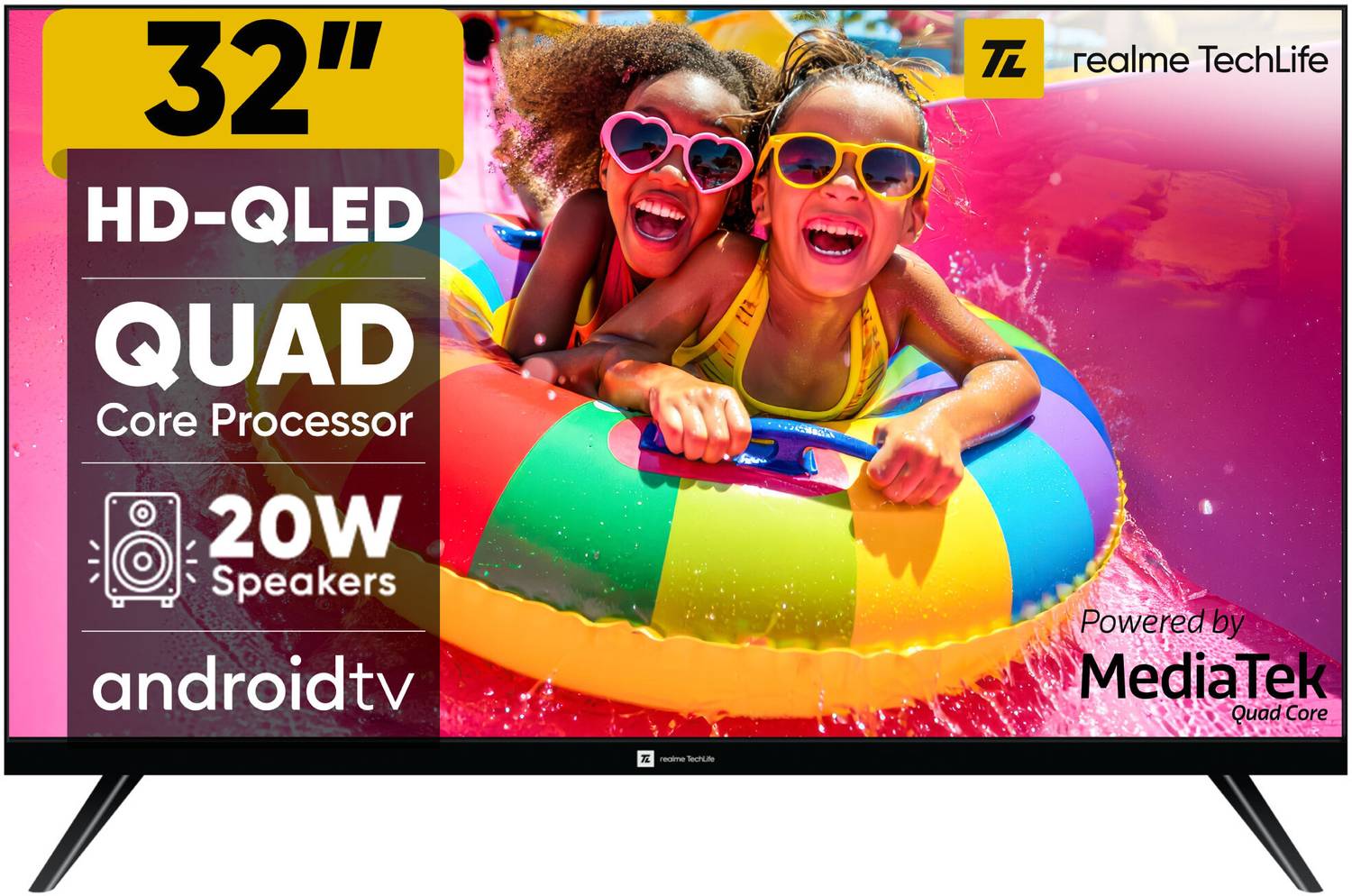 realme TechLife 80 cm (32 inch) QLED HD Ready Smart Android TV, 20W Speakers at ₹9,899 (57% Off) – Flipkart