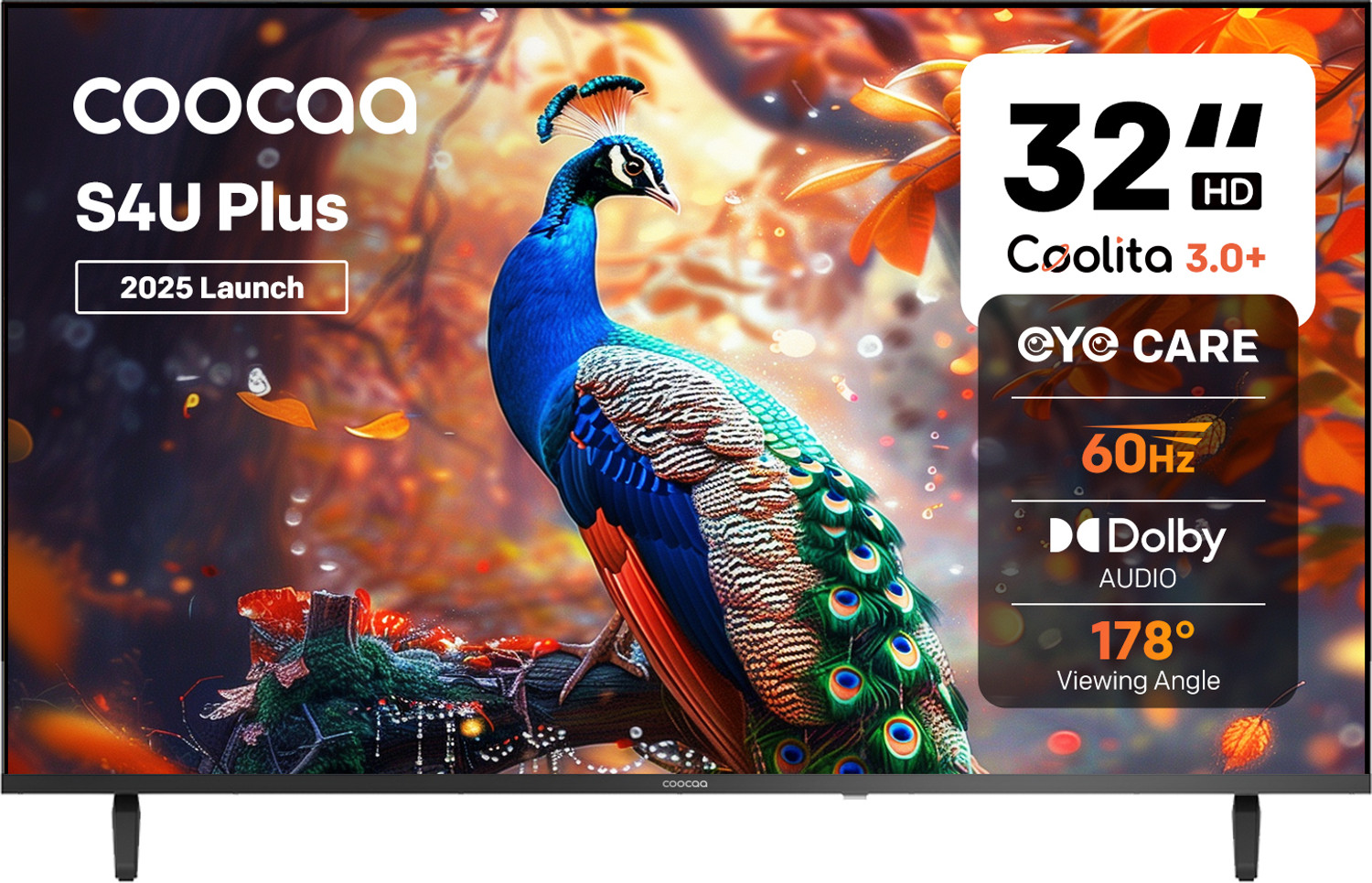 Image of Coocaa S4U Plus 80 cm (32 inch) HD Ready LED Smart Coolita TV with Dolby Audio | Narrow Frame Design | Eye Care Technology | 300+ Live Channels | Voice Control by Coolink App