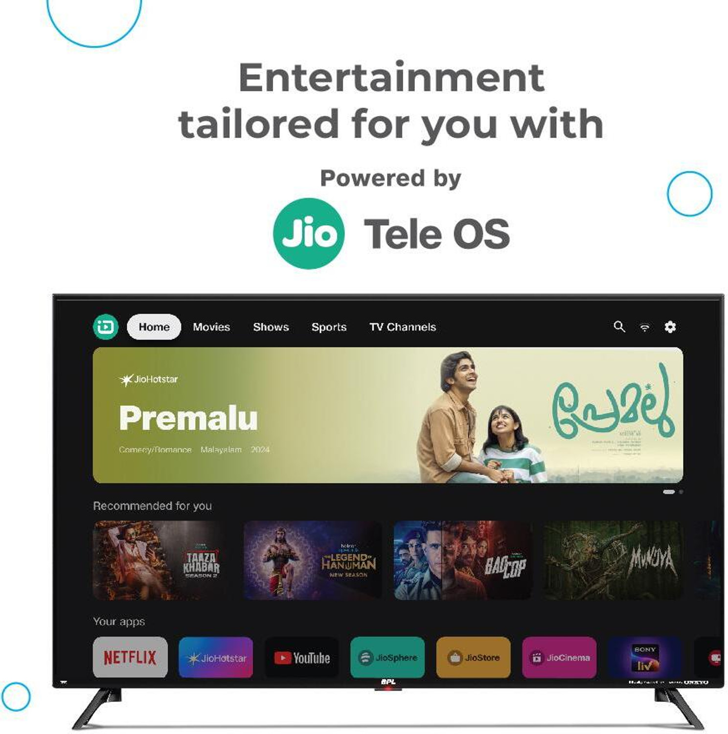 Image of BPL 109 cm (43 inch) QLED Ultra HD (4K) Smart JioTele OS TV