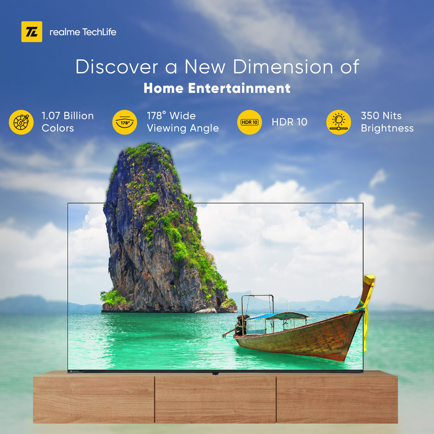 Image of realme TechLife 165 cm (65 inch) Ultra HD (4K) LED Smart Google TV with 5.0 with Dolby Audio, and 40 W downfiring speaker