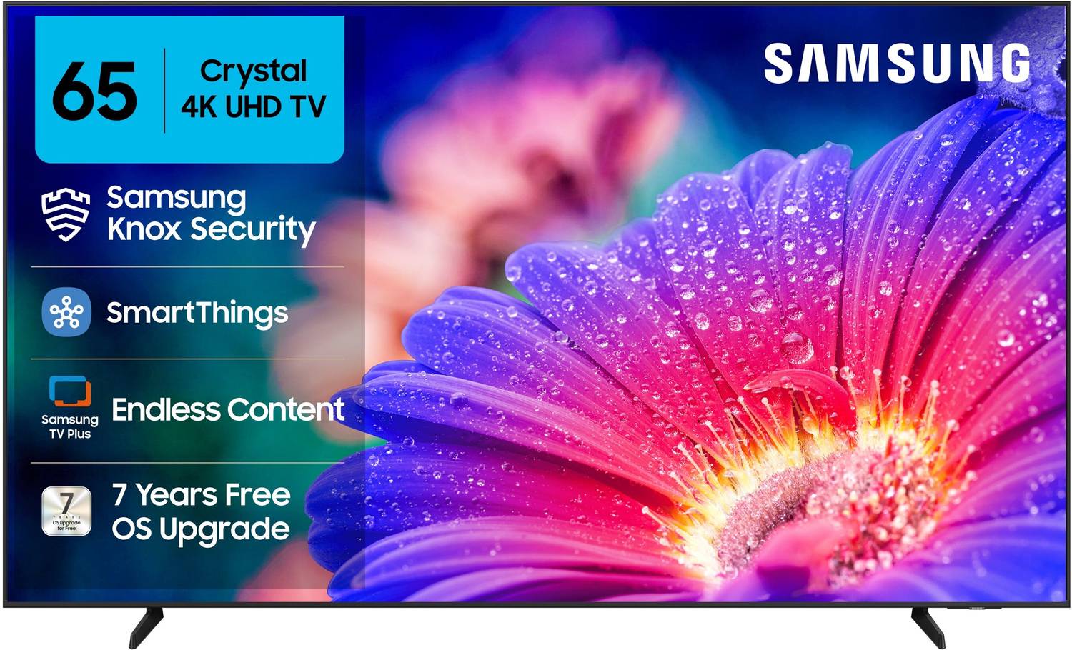 Samsung Crystal 4K Vista 163 cm (65 inch) Ultra HD (4K) LED Smart Tizen TV with 4K Upscaling | HDR 10+ | PurColor | Slim Look | Samsung Knox Security | 100+ Free Channels | Voice Ready with SmartThings App | Universal Gestures