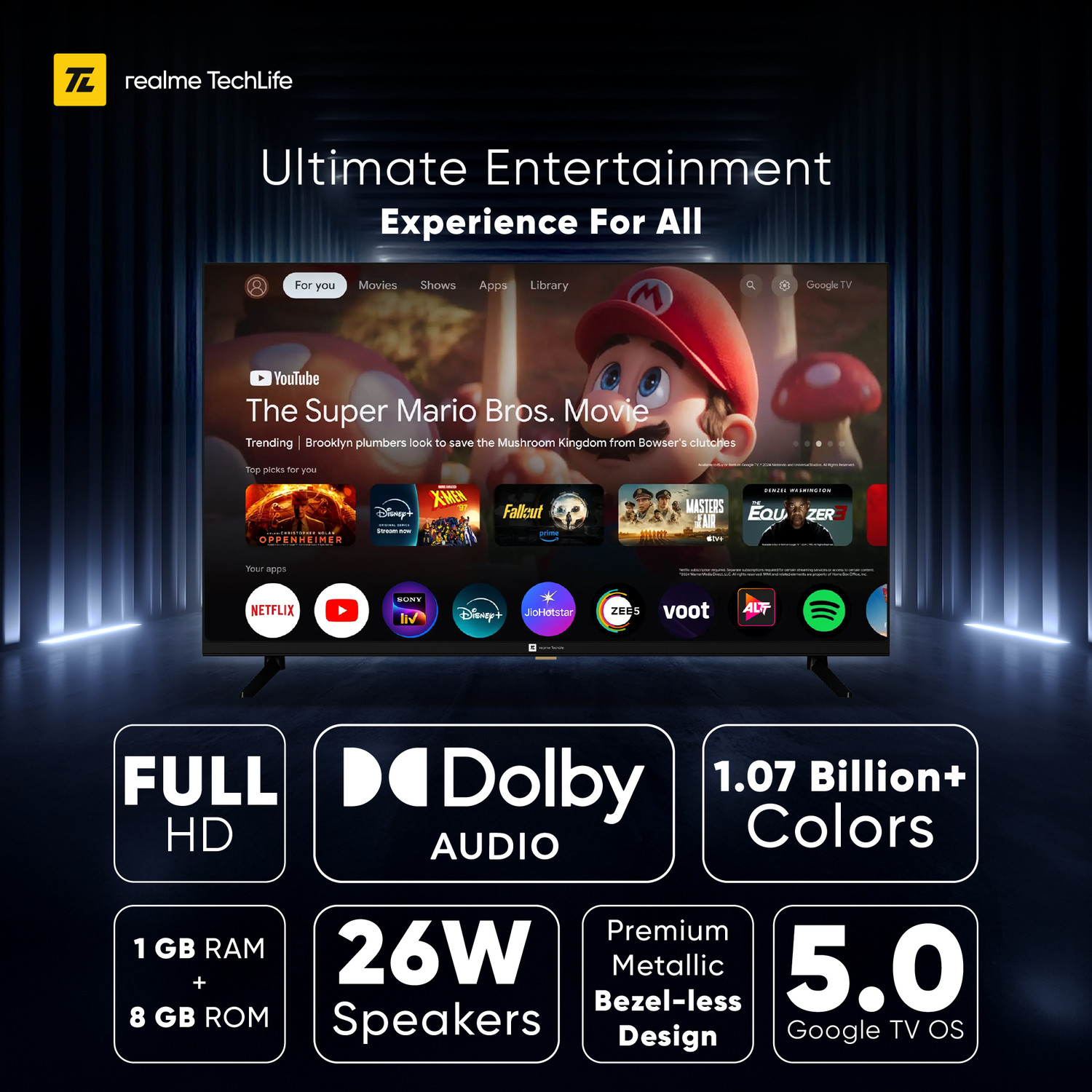 Image of realme TechLife 100.3 cm (40 inch) QLED Full HD Smart Google TV 2026 Edition