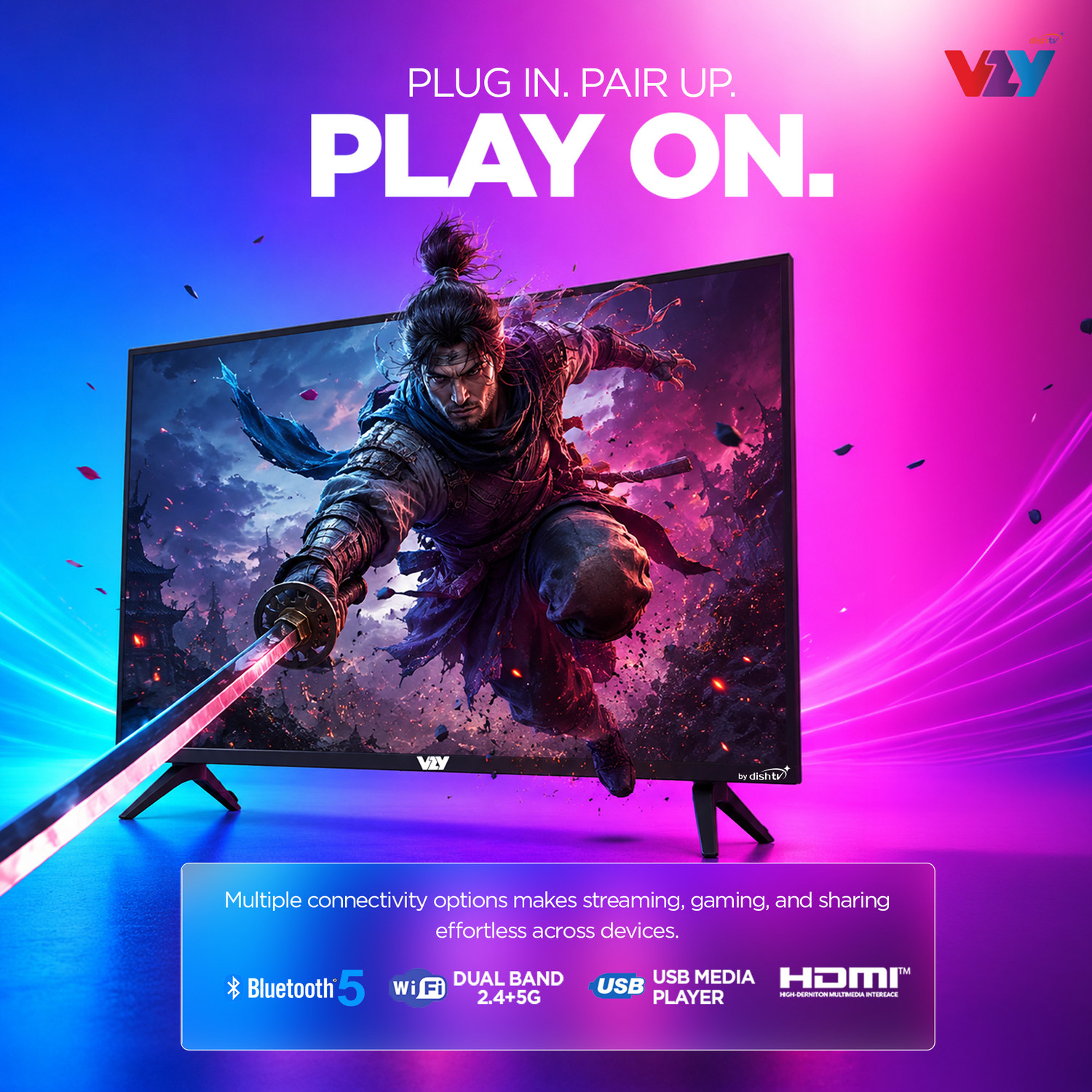 Image of VZY by DishTV A-Series 109 cm (43 inch) QLED Ultra HD (4K) Smart Google TV with 1-Year Premium Bundled Content (200+DTH Channels & 18+OTTs- Jio Hotstar, Sony Liv, Z5..) 3 Years WarrantyHDR10 ALLM2GB RAM, 16GB Storage30W Speaker Dolby AudioVoice Assistant Remote� Dual Band Wi-Fi Googlecast Built-in