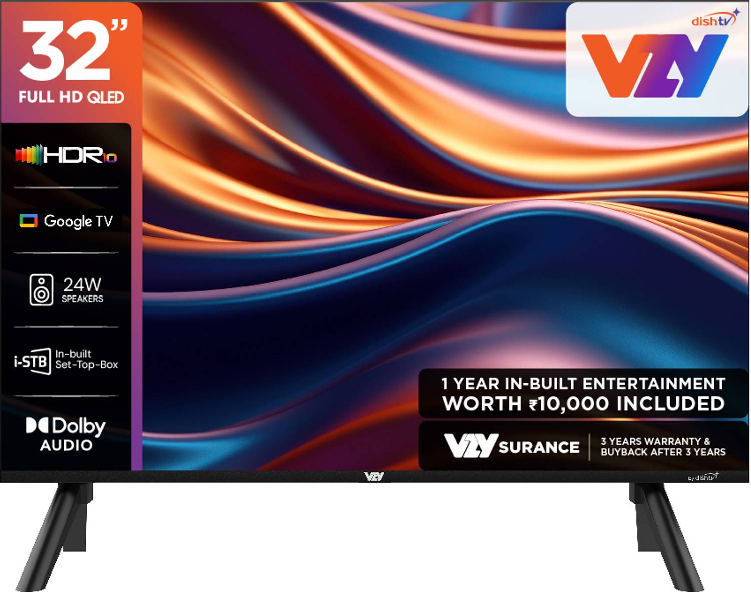 VZY by DishTV 80 cm (32 inch) QLED Full HD Smart Google TV 2025
