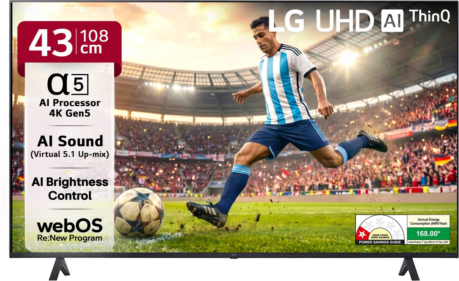 LG UR7500 108 cm (43 inch) Ultra HD (4K) LED Smart WebOS TV with Alpha5 AI Processor 4K Gen6, AI Picture Pro, 4K Upscaling, 60 Hz Refresh Rate, Game Optimizer, Magic Remote Capability, 5-Year Guaranteed with New OS Experience