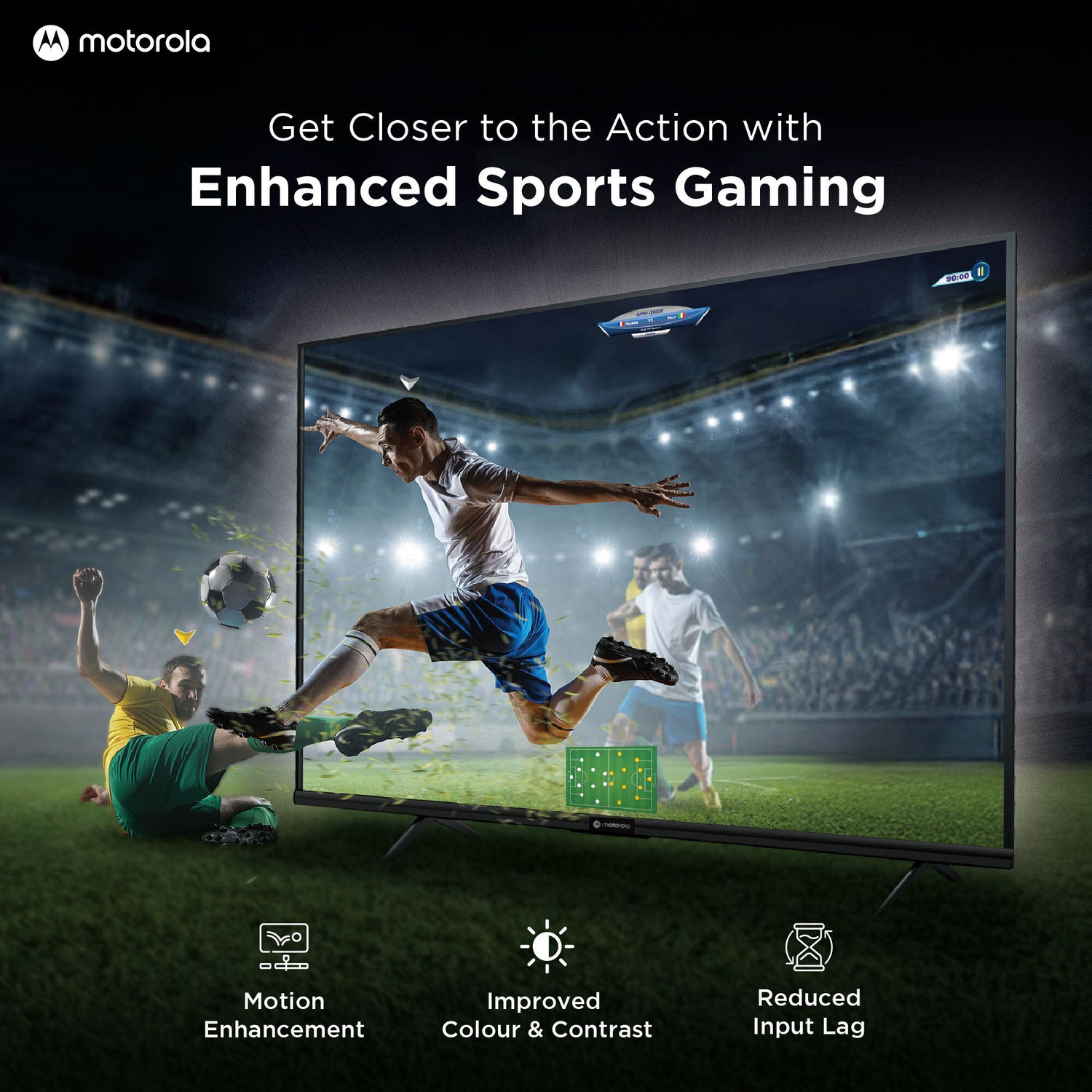 Image of MOTOROLA 140 cm (55 inch) QLED Ultra HD (4K) Smart Google TV with 5.0 with 48 W speaker, 120Hz Game accelerator, and Dolby Atmos