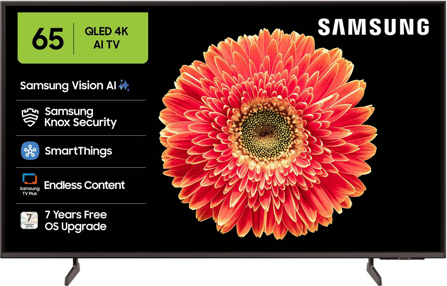 Samsung Vision AI 163 cm (65 inch) QLED Ultra HD (4K) Smart One UI Tizen TV with 100% Color Volume with Quantum Dot | Real QLED with Quantum Dot Sheet | Quantum HDR | PANTONE Validated | 4K Upscaling | Samsung Knox Security | 100+ Free Channels
