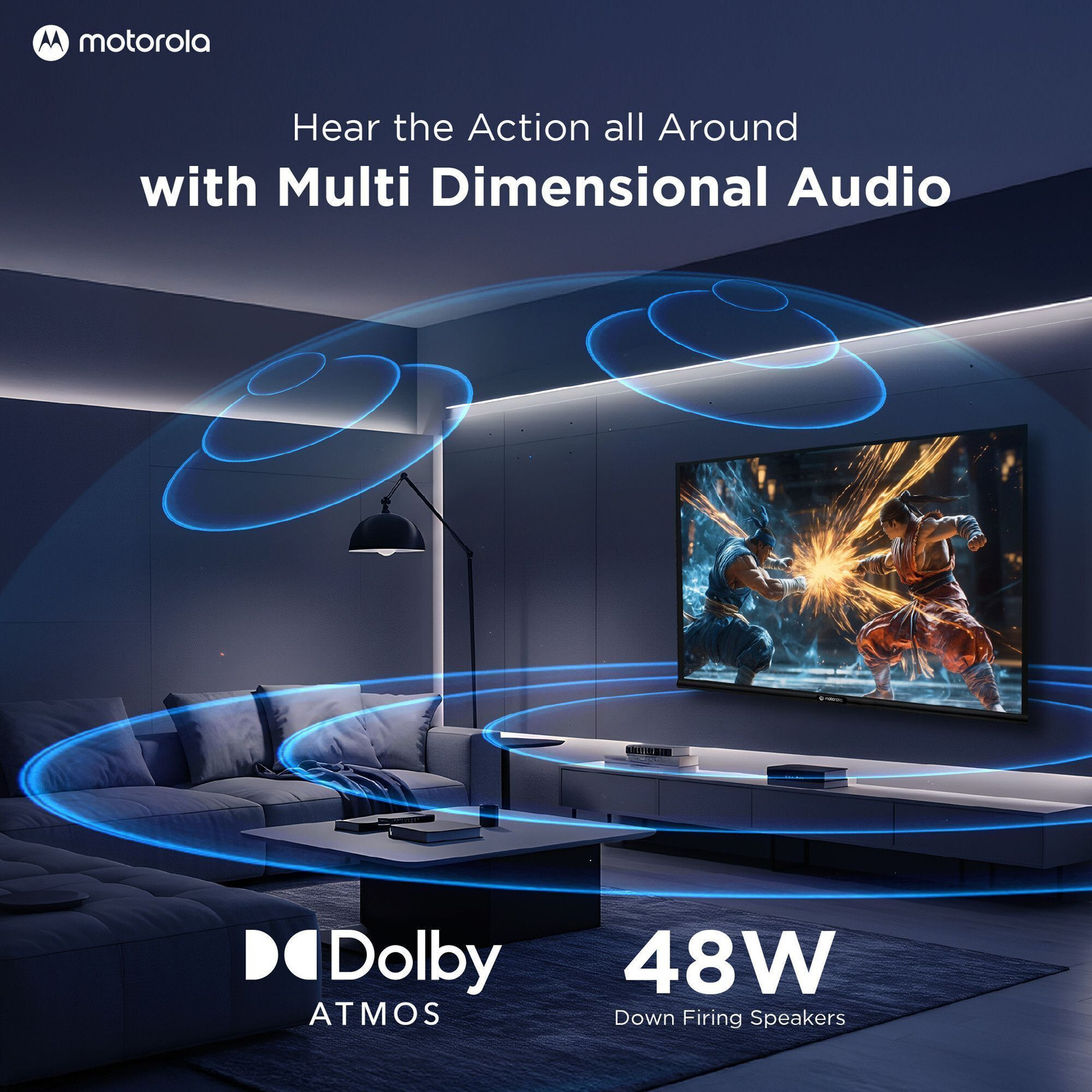 Image of MOTOROLA 109 cm (43 inch) QLED Ultra HD (4K) Smart Google TV with 5.0 with 48 W speaker, 120Hz Game accelerator, and Dolby Atmos