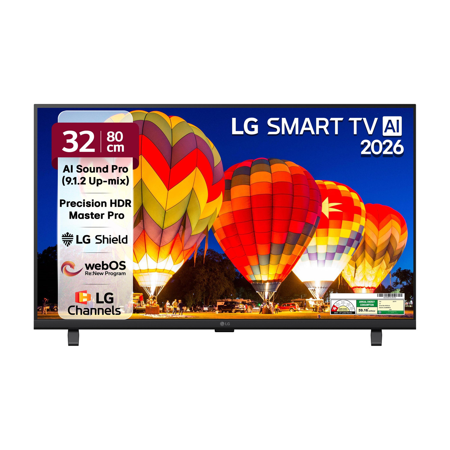 Image of LG AI LB65 80 cm (32 inch) Full HD LED Smart WebOS TV 2026 Edition with Alpha5 AI Processor Gen9, HDR10 Pro, AI Magic Remote Compatible, AI Sound Pro (Virtual 9.1.2 Up-mix), 60 Hz Refresh Rate 5 YearsOS upgrade, Secured by LG Shield, LG Channels (32LB650BPLA)